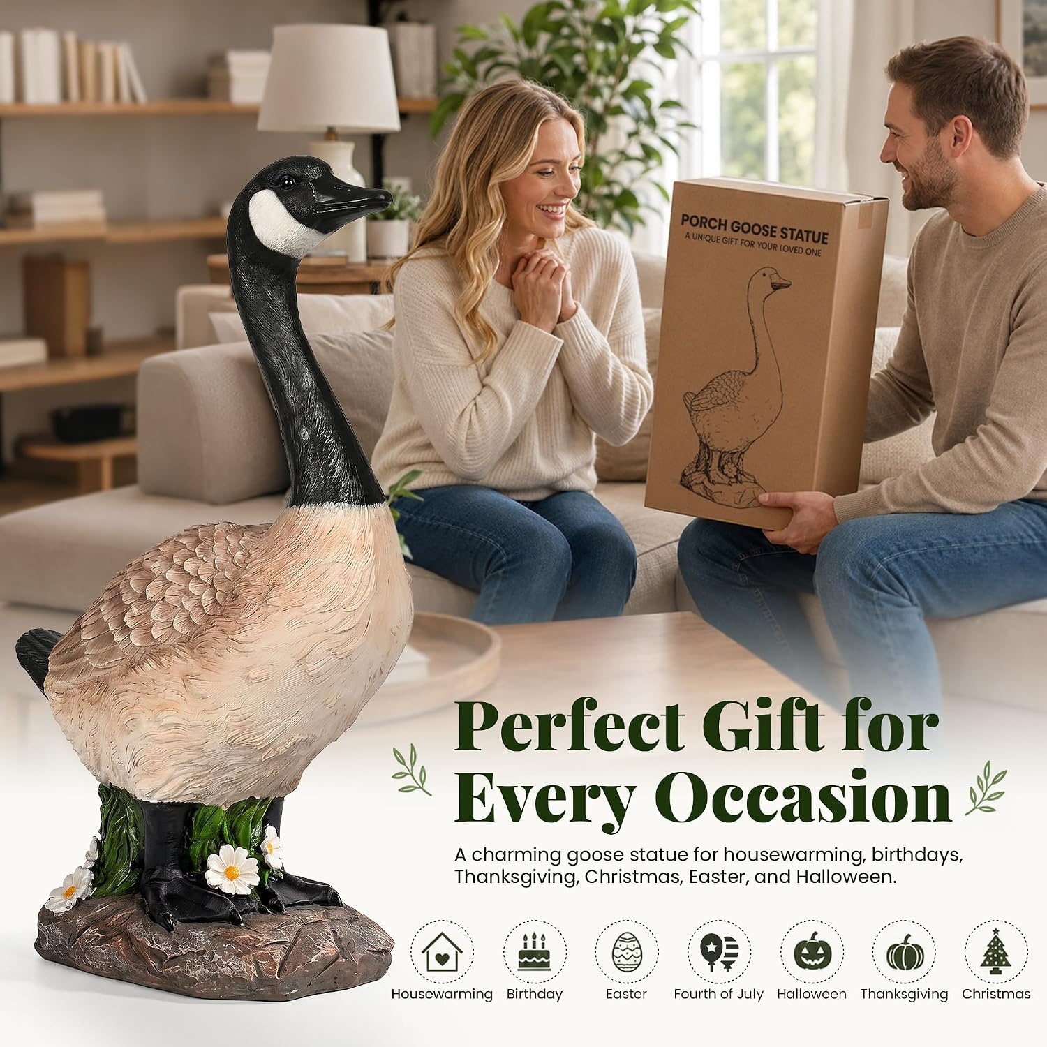 image:imageGIGALUMI 19 Large Porch Canada Goose Statue Durable Resin Garden Decor HandPainted Animal Sculpture Indoor Outdoor Patio Lawn Yard Art Ornaments Birthday Housewarming Gift for Women Mom GrandmaCanada Goose