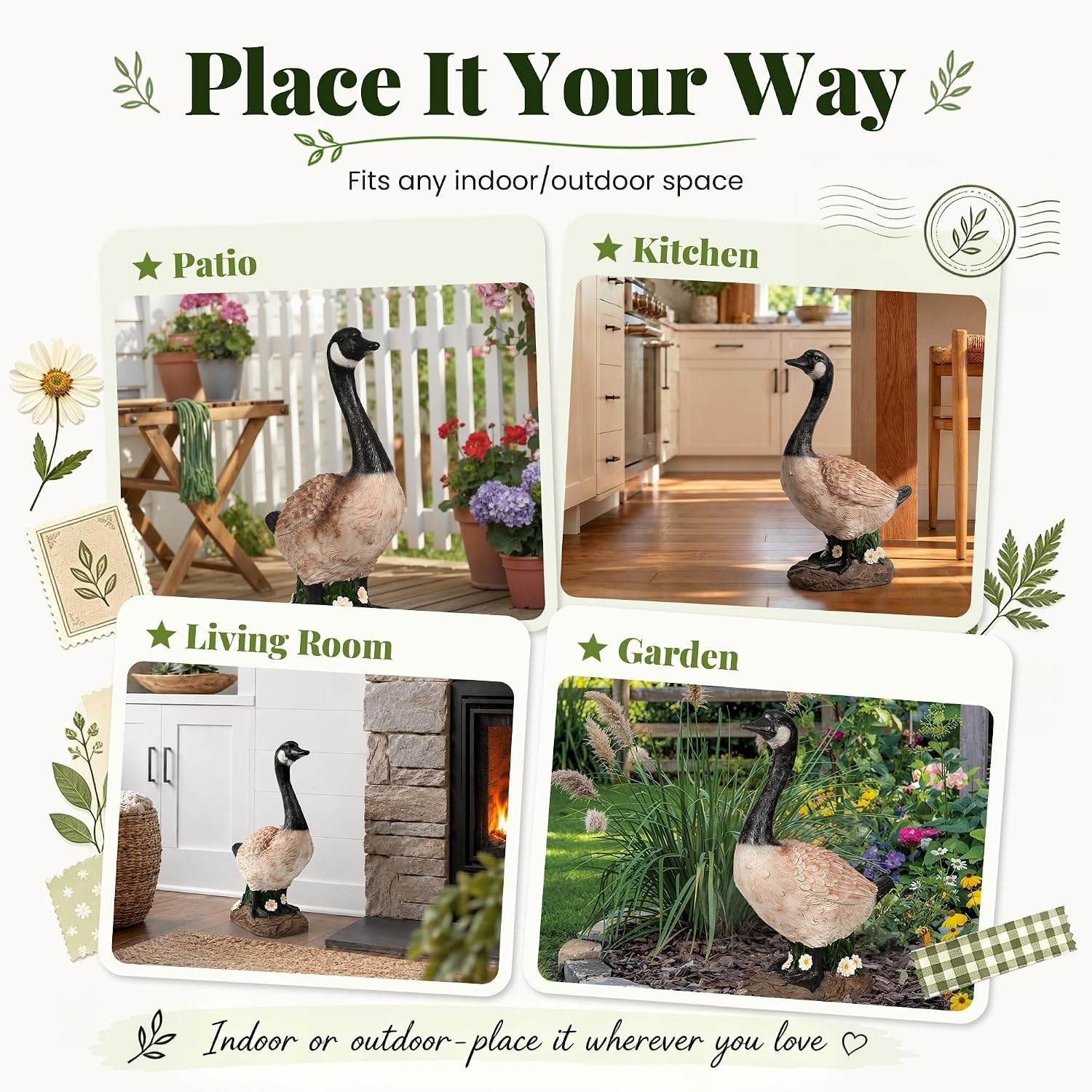 image:imageGIGALUMI 19 Large Porch Canada Goose Statue Durable Resin Garden Decor HandPainted Animal Sculpture Indoor Outdoor Patio Lawn Yard Art Ornaments Birthday Housewarming Gift for Women Mom GrandmaCanada Goose