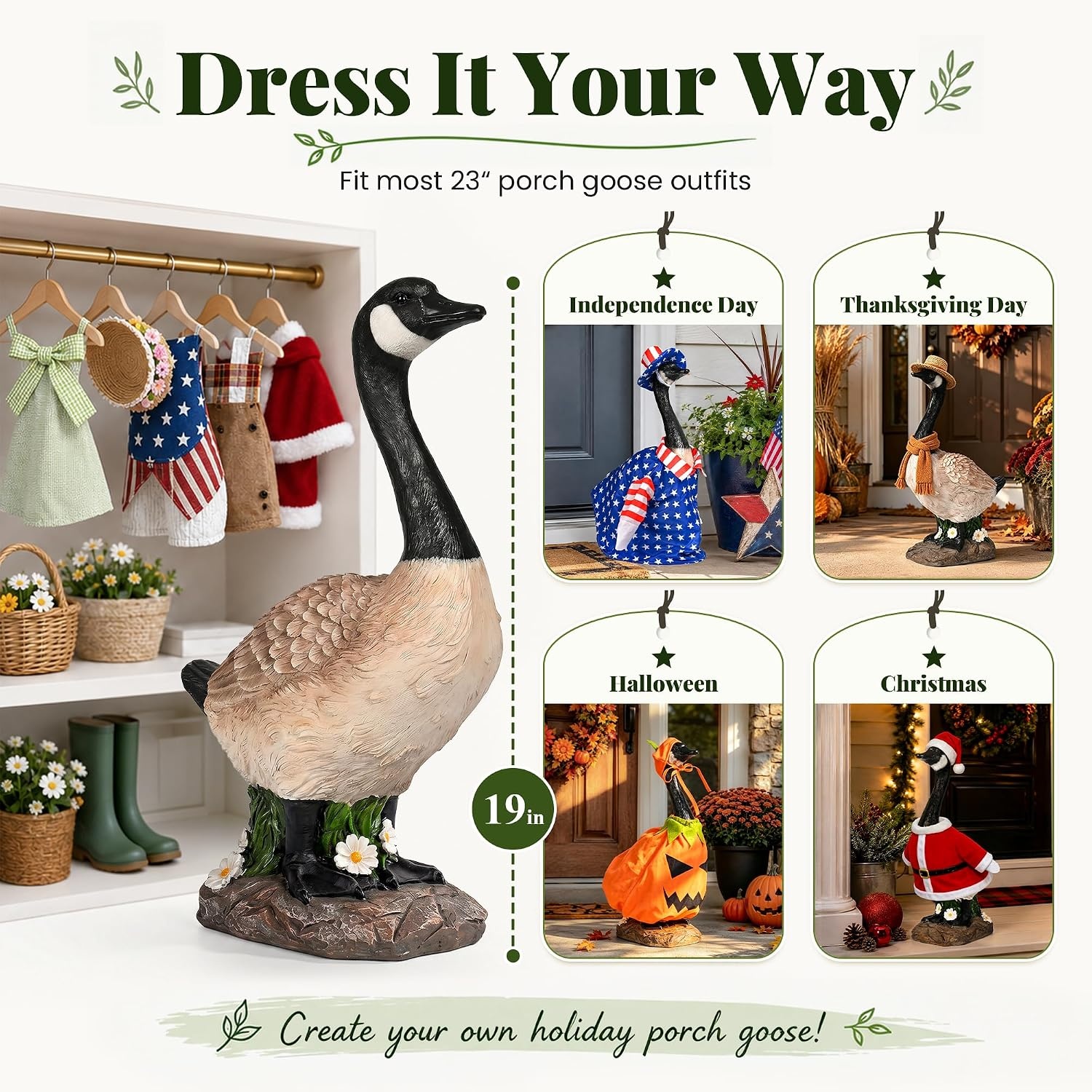 image:imageGIGALUMI 19 Large Porch Canada Goose Statue Durable Resin Garden Decor HandPainted Animal Sculpture Indoor Outdoor Patio Lawn Yard Art Ornaments Birthday Housewarming Gift for Women Mom GrandmaCanada Goose