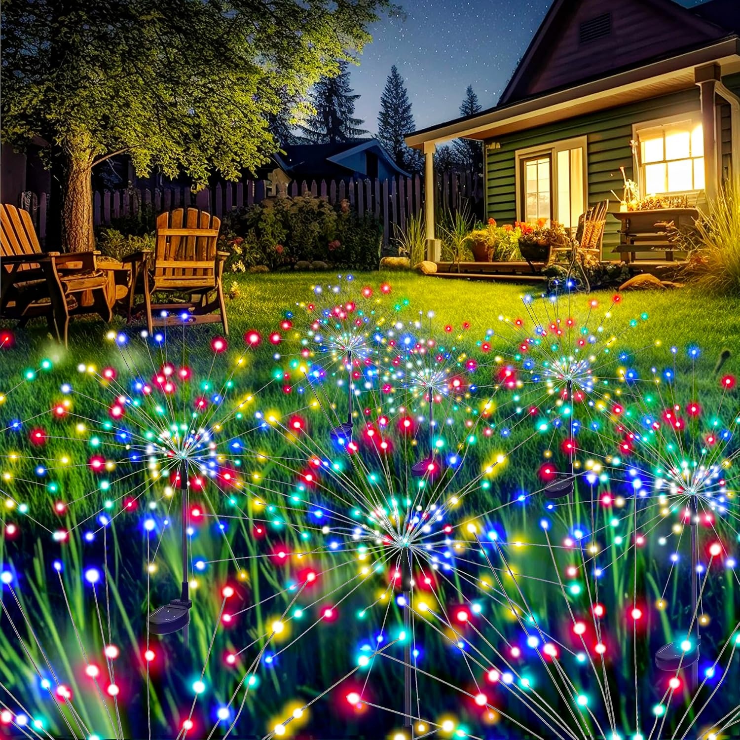 image:imageGIGALUMI 2 Pack Solar Firework Lights Outdoor Garden Decor Warm WhiteMulticolor