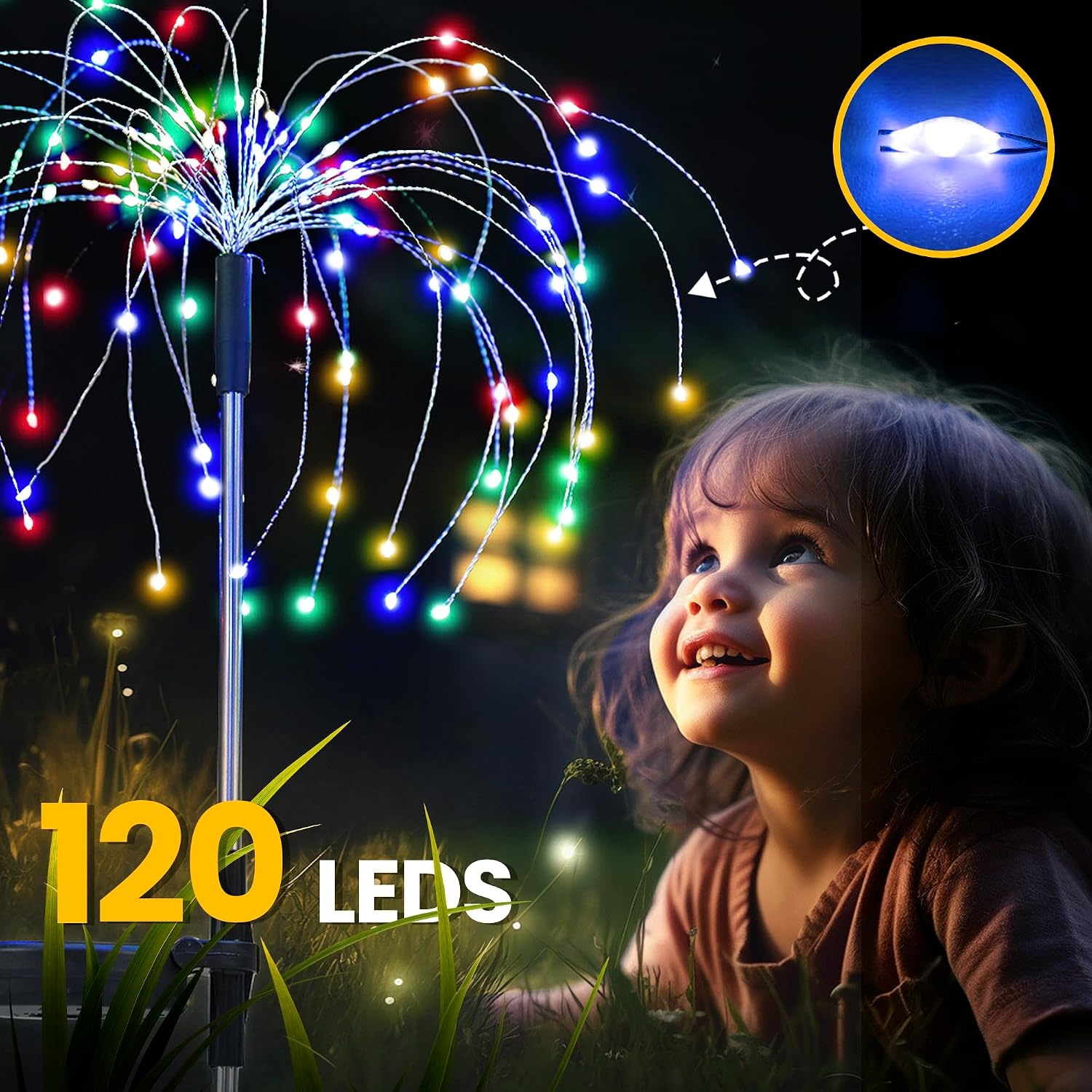 image:imageGIGALUMI 2 Pack Solar Firework Lights Outdoor Garden Decor Warm WhiteMulticolor