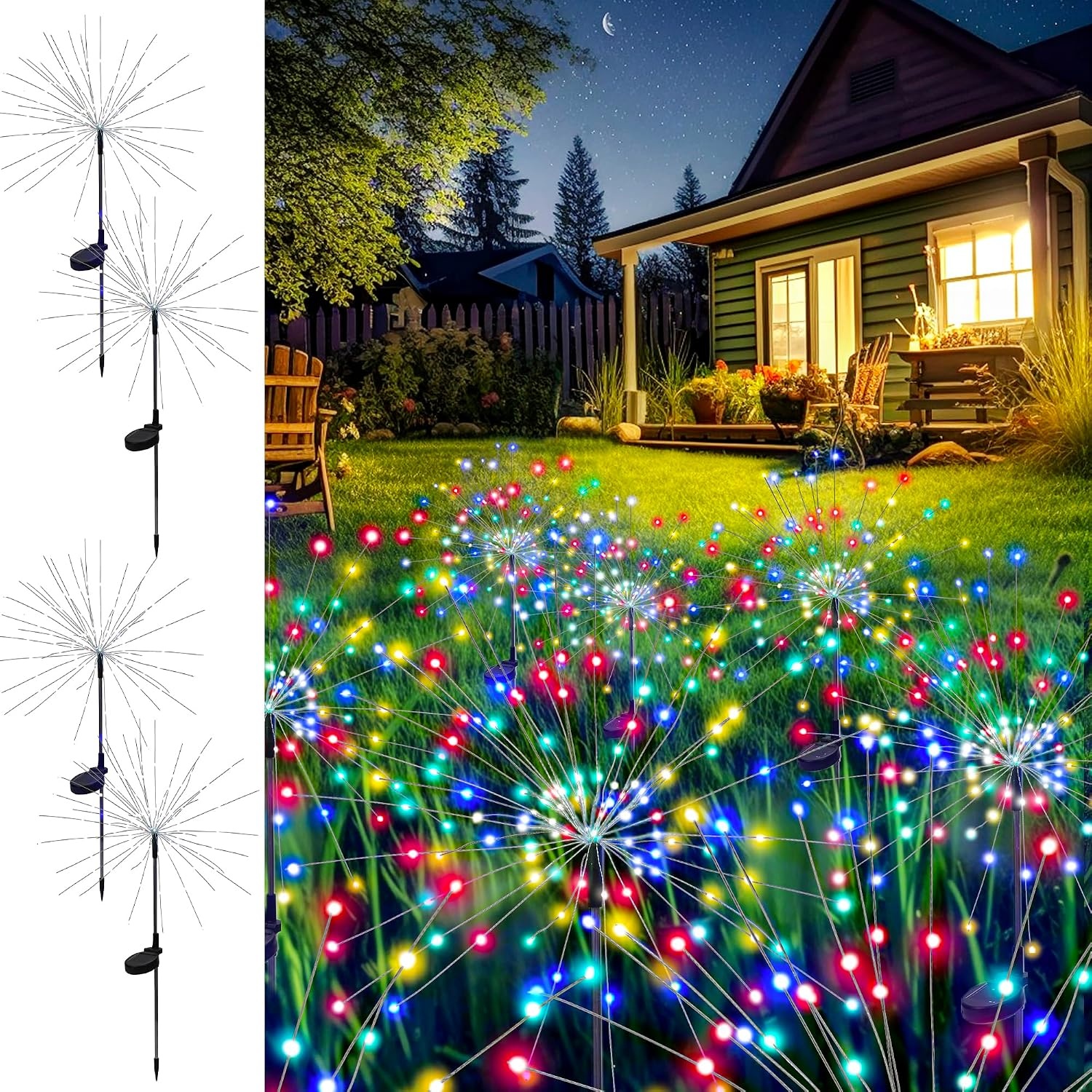 image:imageGIGALUMI 2 Pack Solar Firework Lights Outdoor Garden Decor Warm WhiteMulticolor