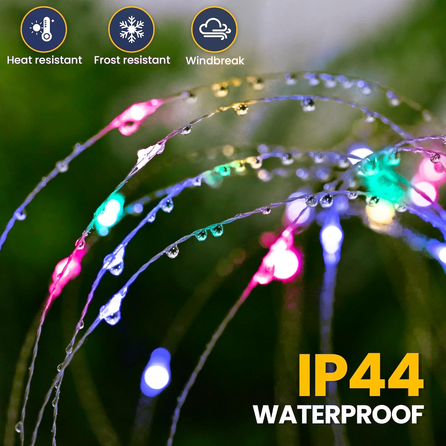 image:imageGIGALUMI 2 Pack Solar Firework Lights Outdoor Garden Decor Warm WhiteMulticolor