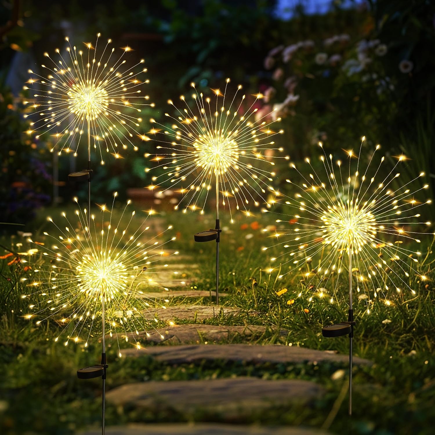 image:imageGIGALUMI 2 Pack Solar Firework Lights Outdoor Garden Decor Warm WhiteWarm White