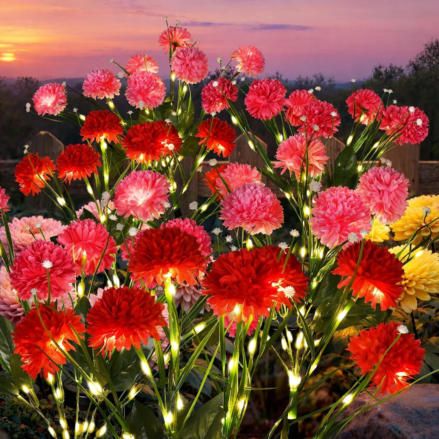 image:imageGIGALUMI 3 Pack Solar 21 Chrysanthemum Flowers Outdoor 2 Modes MultiColorMulticolor