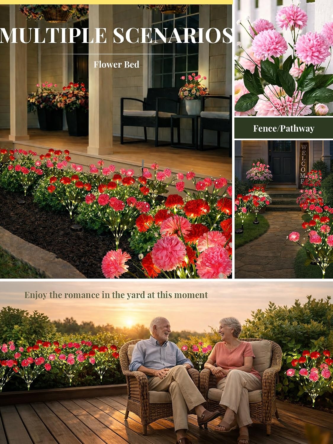 image:imageGIGALUMI 3 Pack Solar 21 Chrysanthemum Flowers Outdoor 2 Modes MultiColorMulticolor