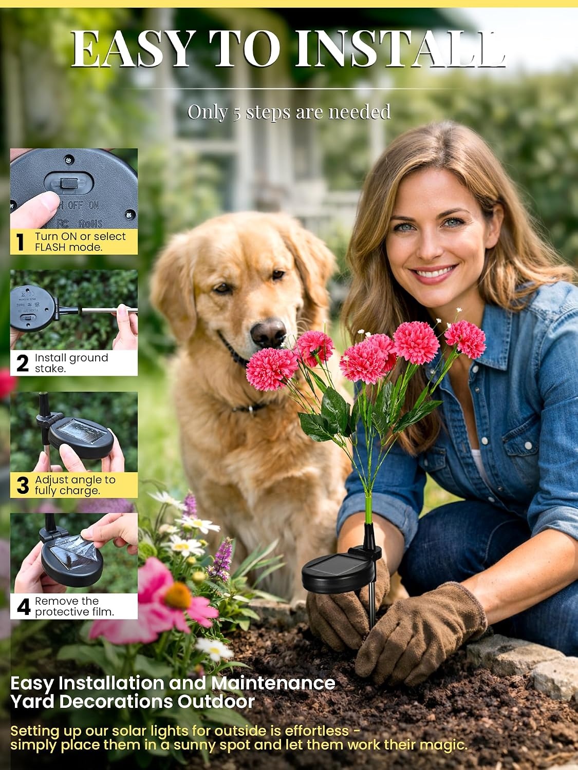 image:imageGIGALUMI 3 Pack Solar 21 Chrysanthemum Flowers Outdoor 2 Modes MultiColorMulticolor