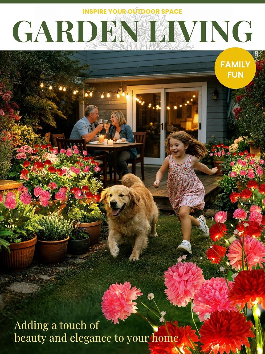 image:imageGIGALUMI 3 Pack Solar 21 Chrysanthemum Flowers Outdoor 2 Modes MultiColorPinkRed