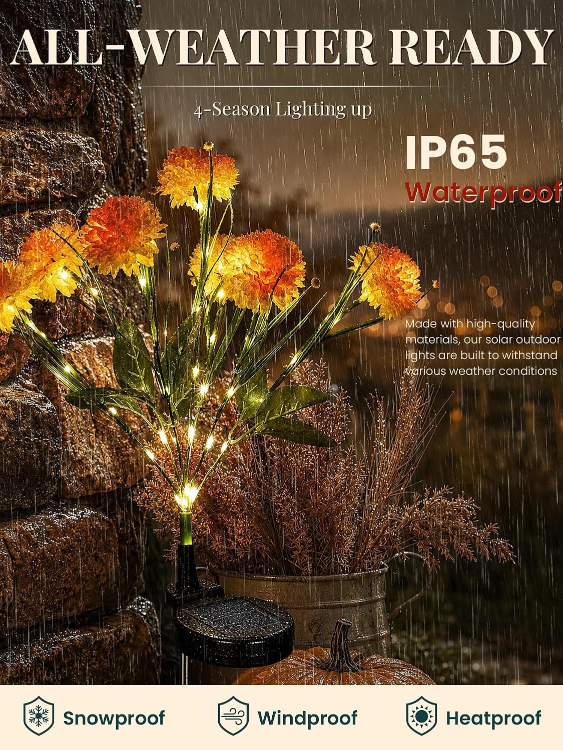 image:imageGIGALUMI 3 Pack Solar 21 Chrysanthemum Flowers Outdoor 2 Modes MultiColorYellow