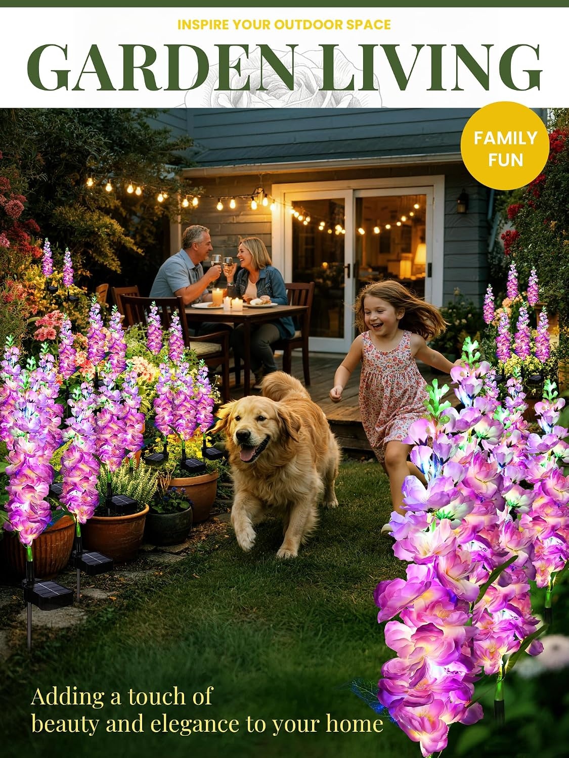 image:imageGIGALUMI 3 Pack Solar Delphinium Flowers Outdoor 2 Modes MulticoloredPurple