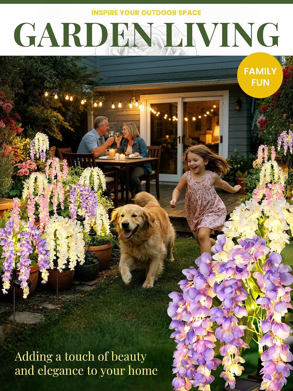 image:imageGIGALUMI 3 Pack Solar Wisteria Flowers Outdoor 2 Modes MulticoloredMulticolor