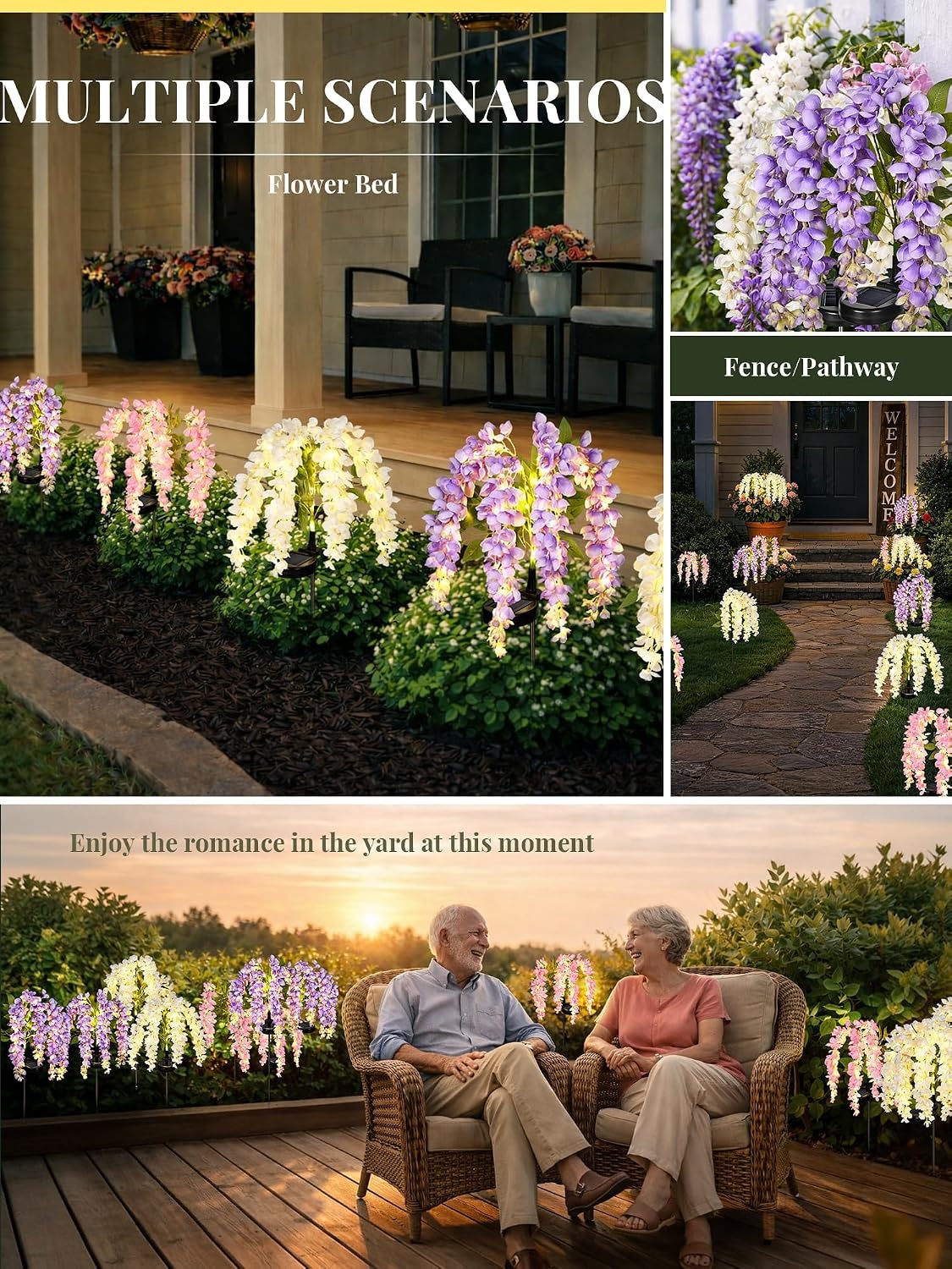 image:imageGIGALUMI 3 Pack Solar Wisteria Flowers Outdoor 2 Modes MulticoloredMulticolor