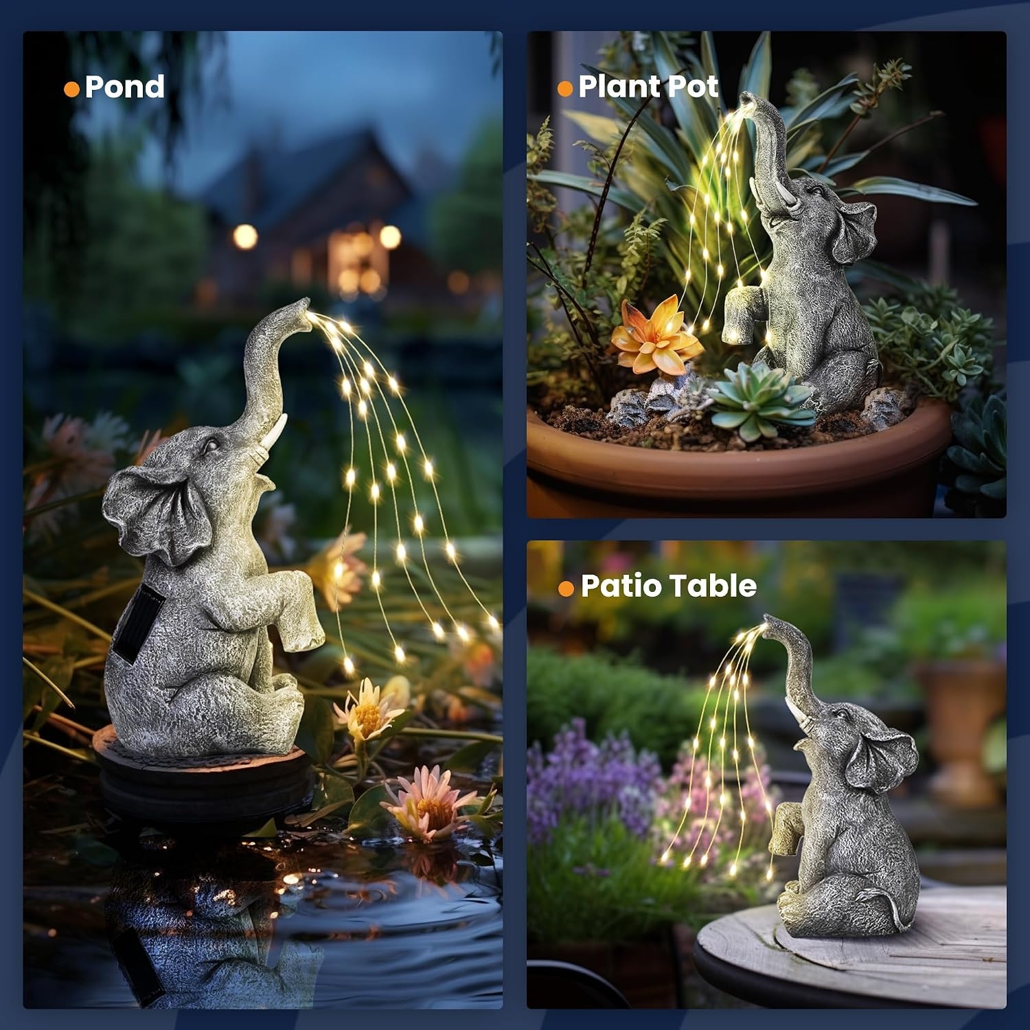 image:imageGIGALUMI Elephant Statue Solar Garden Decor Yard Outdoor Gifts for WomenConstant Lights Elephant