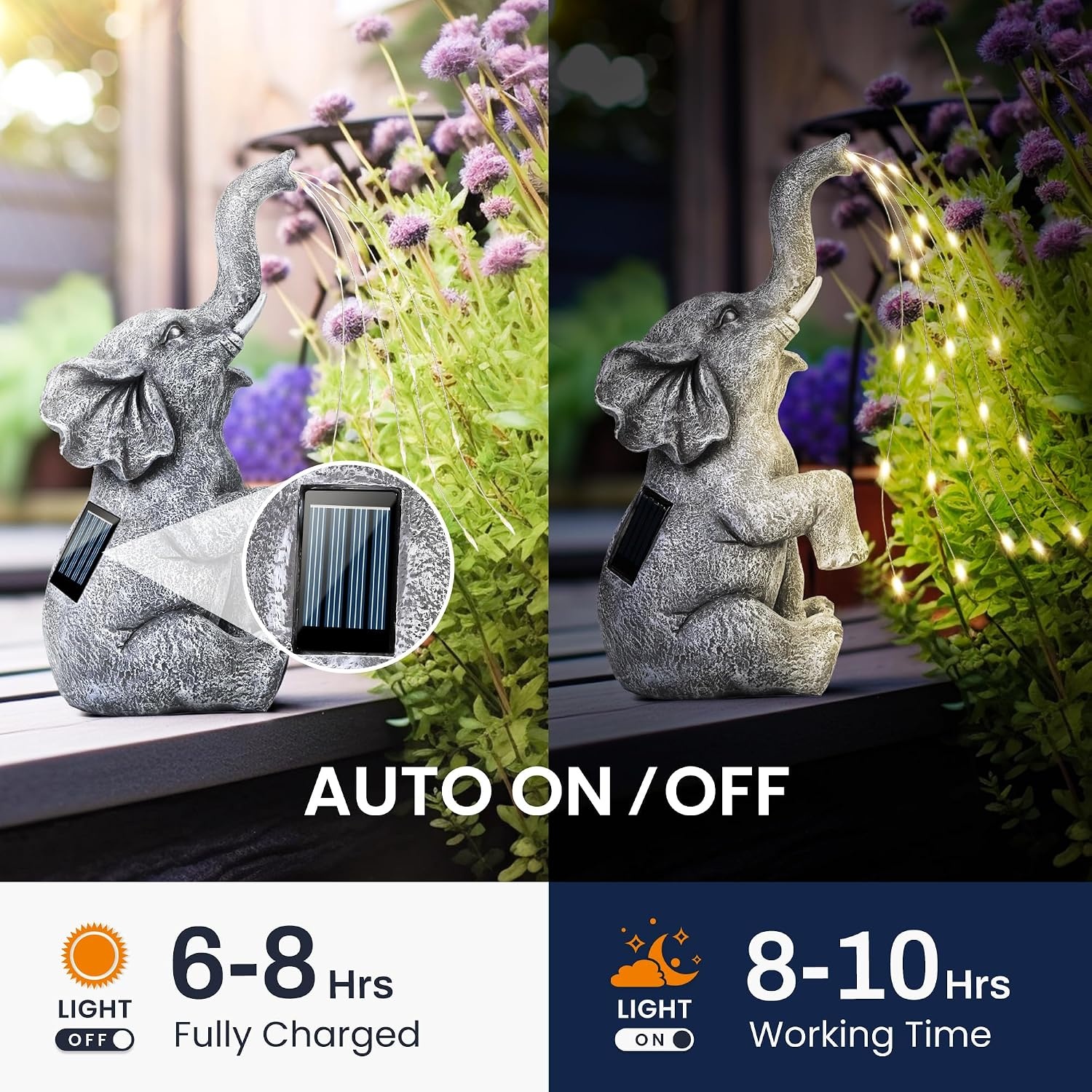 image:imageGIGALUMI Elephant Statue Solar Garden Decor Yard Outdoor Gifts for WomenConstant Lights Elephant