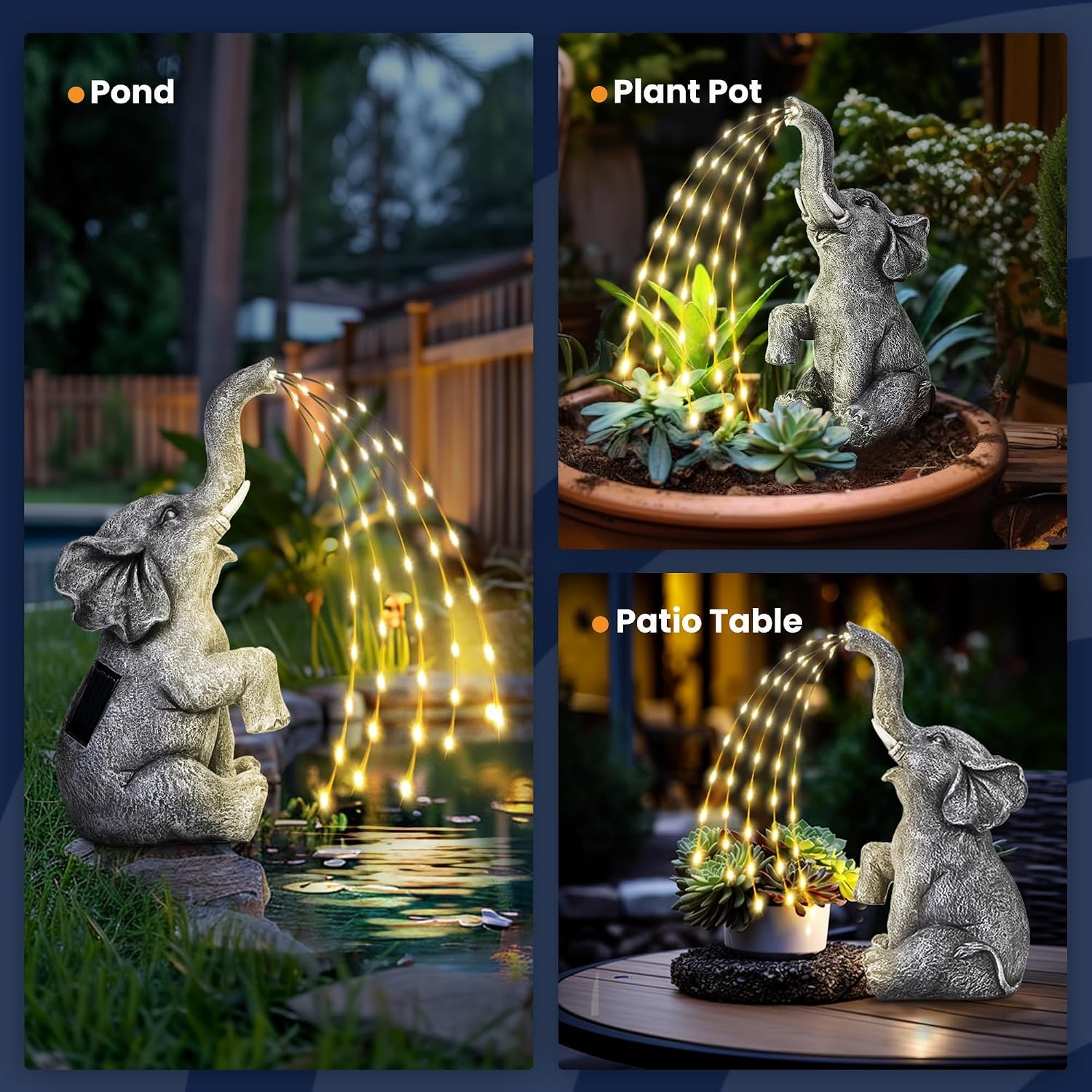 image:imageGIGALUMI Elephant Statue Solar Garden Decor Yard Outdoor Gifts for WomenTwinkling Lights Elephant