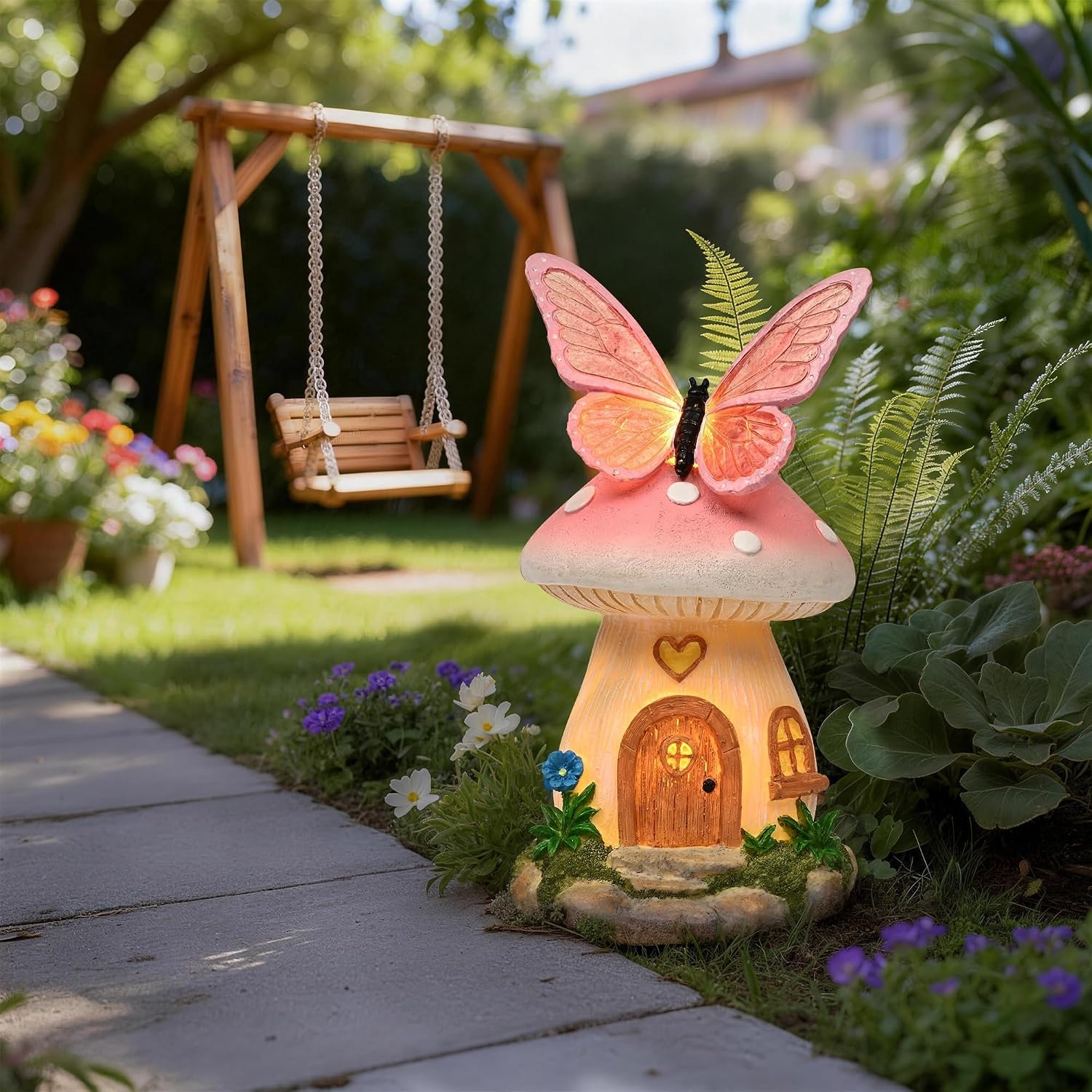 image:imageGIGALUMI Fairy Garden Mushroom 93 Fairy Garden Accessories OutdoorPink