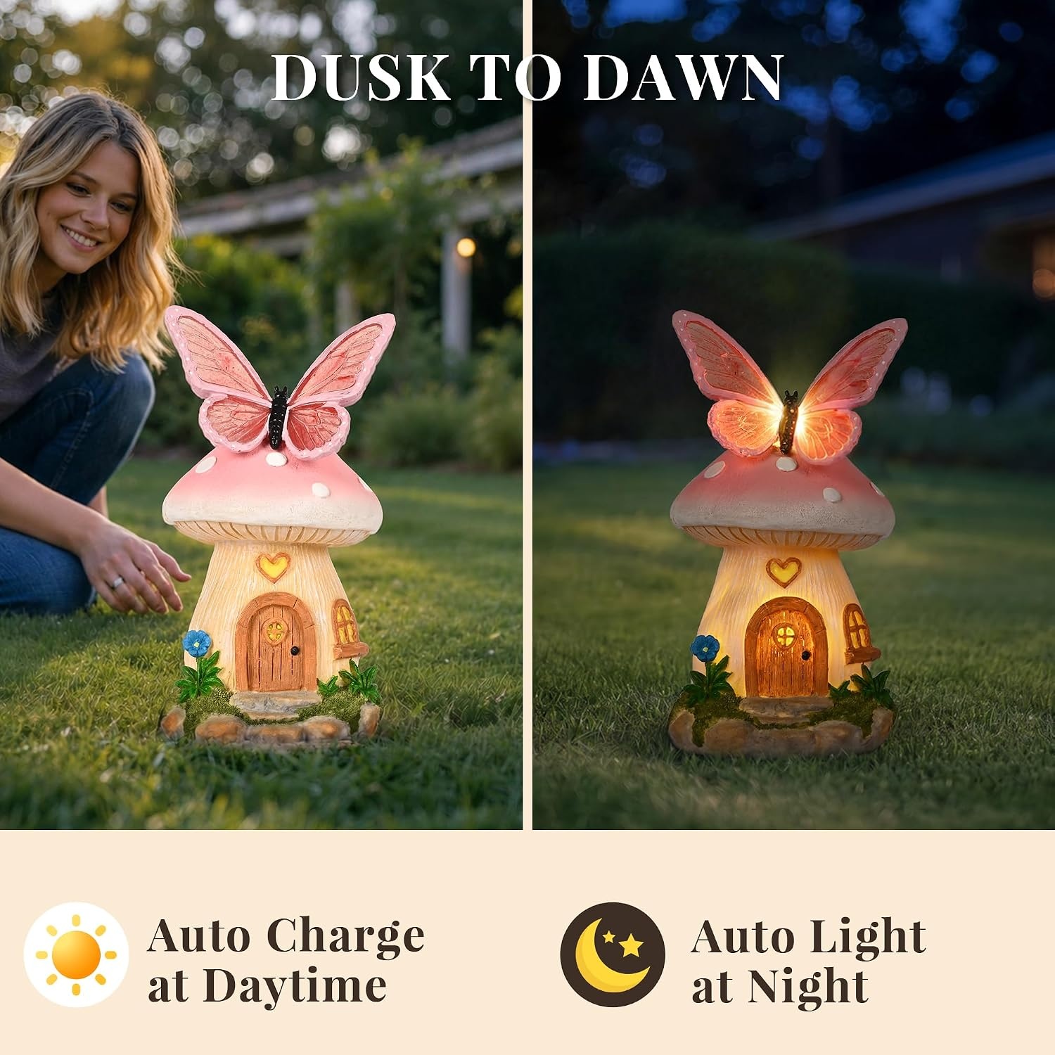 image:imageGIGALUMI Fairy Garden Mushroom 93 Fairy Garden Accessories OutdoorPink