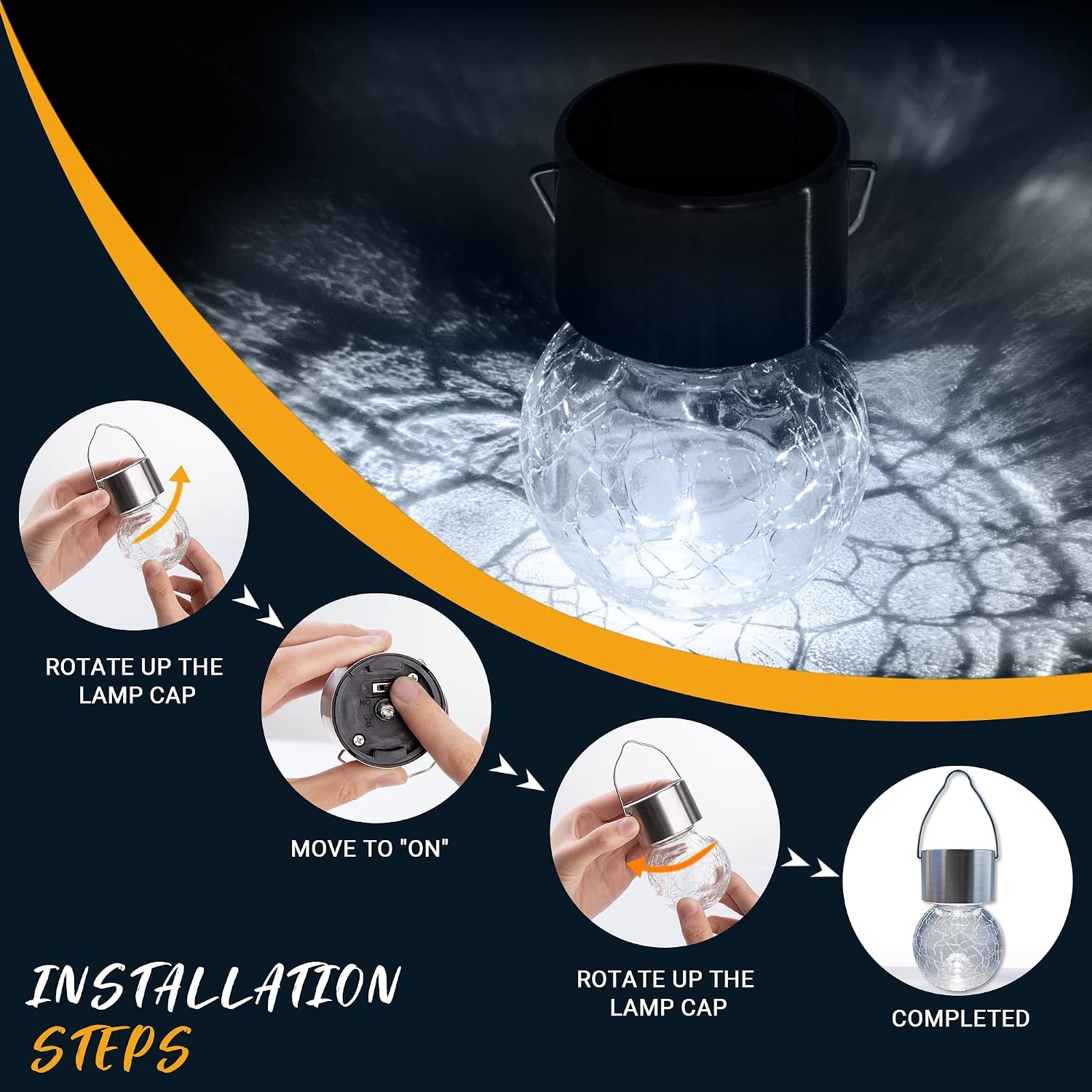 image:imageGIGALUMI Halloween Solar Lights Outdoor Solar Hanging Lanterns Outside 12PCCold White