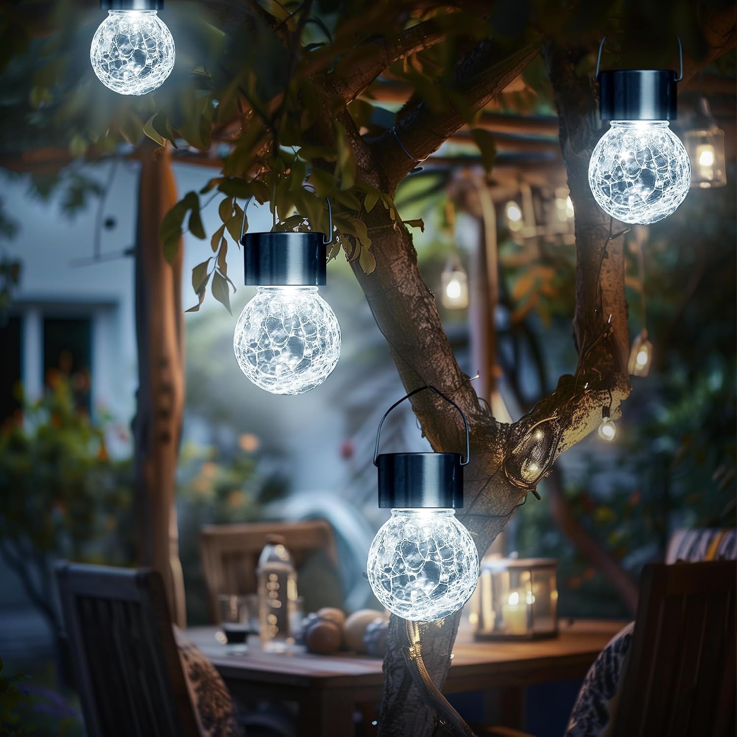 image:imageGIGALUMI Halloween Solar Lights Outdoor Solar Hanging Lanterns Outside 12PCCold White