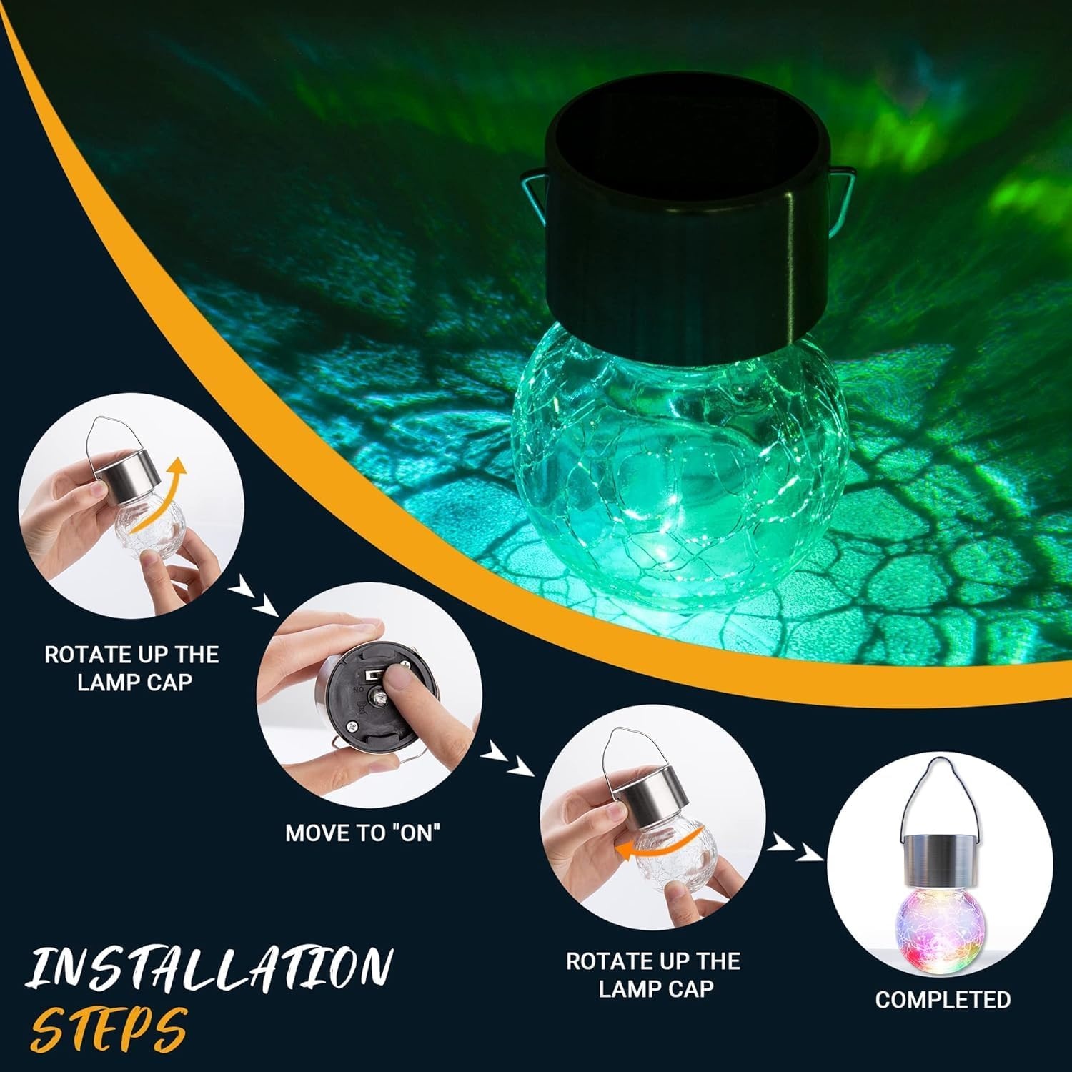 image:imageGIGALUMI Halloween Solar Lights Outdoor Solar Hanging Lanterns Outside 12PCMulticolor