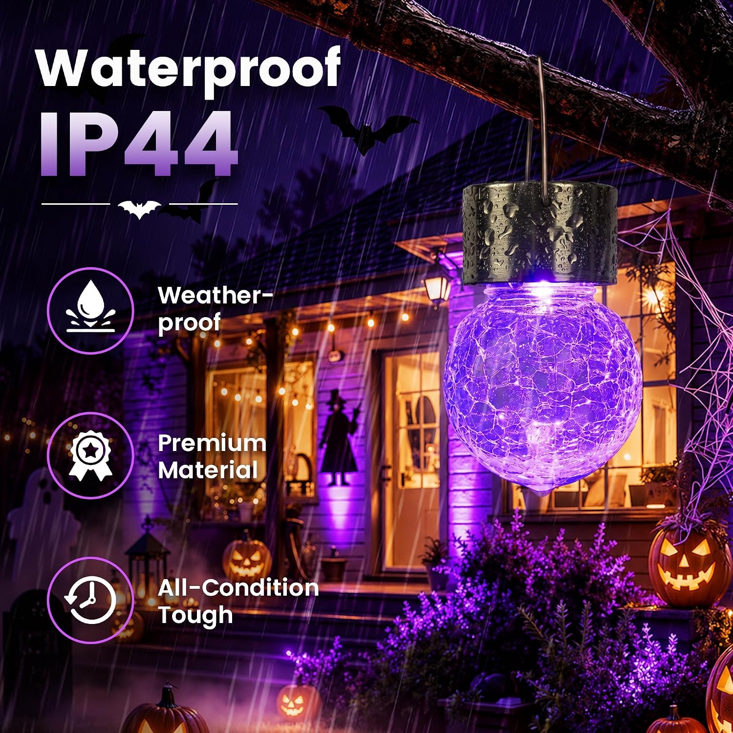 image:imageGIGALUMI Halloween Solar Lights Outdoor Solar Hanging Lanterns Outside 12PCPurple