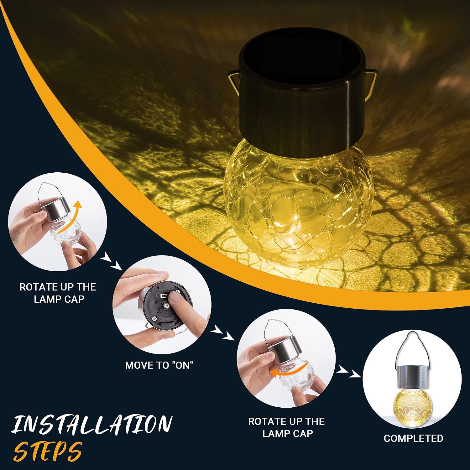 image:imageGIGALUMI Halloween Solar Lights Outdoor Solar Hanging Lanterns Outside 12PCWarm White
