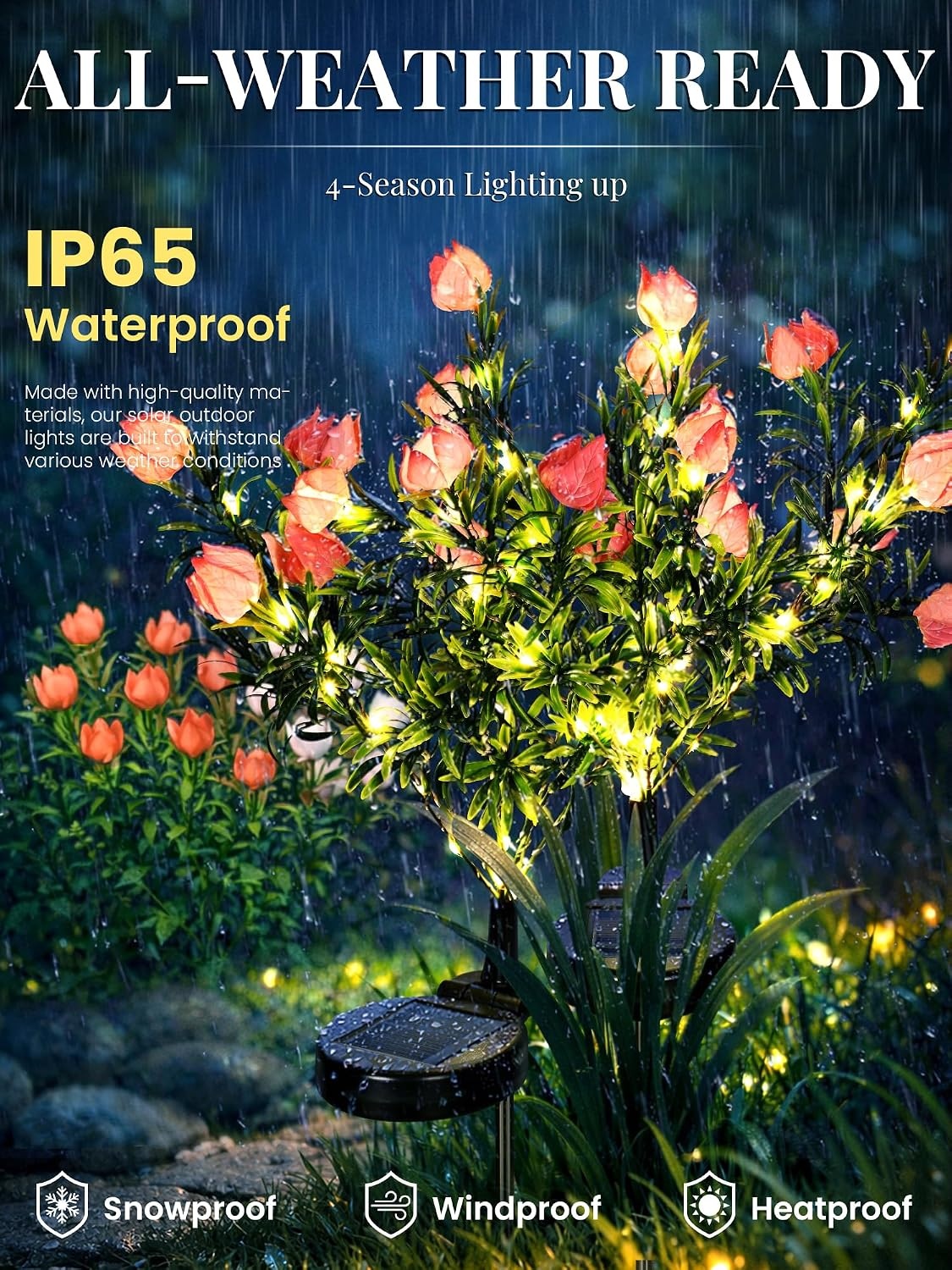 image:imageGIGALUMI Solar Garden Lights with Gardenias 2 Pack LED Garden Decor Carefree Solar Flowers Outdoor Waterproof Yard Decorations Outdoor AllergyFree Light up Flowers for Yard Patio 1white1yellow2pink