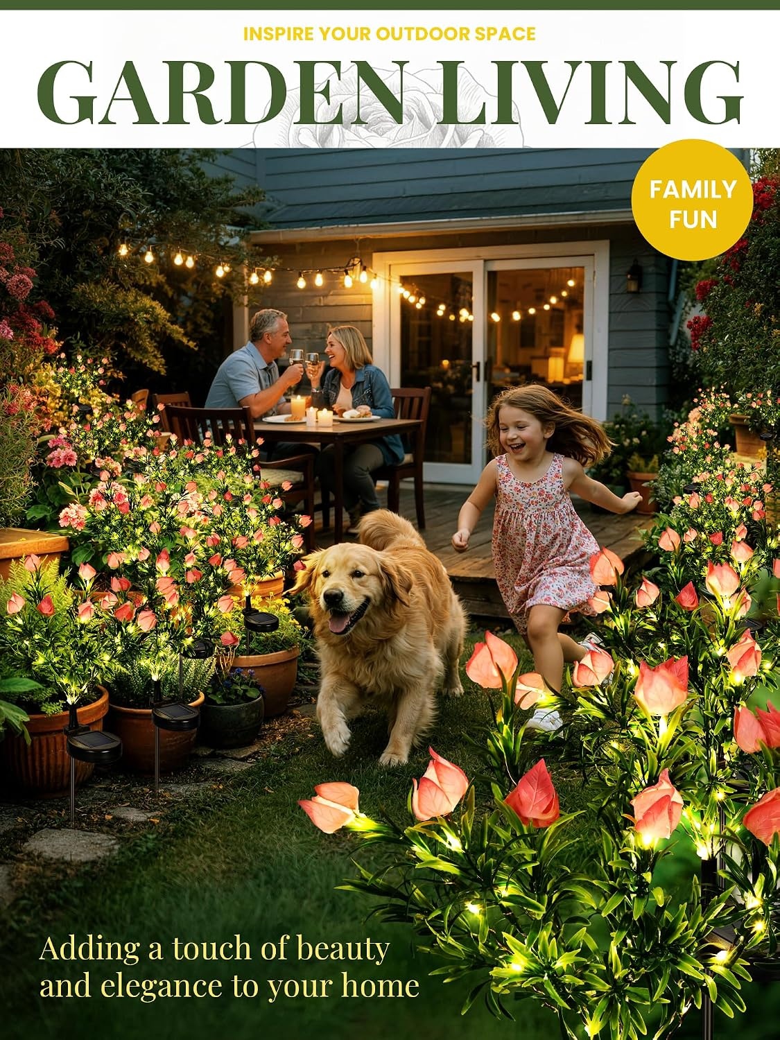 image:imageGIGALUMI Solar Garden Lights with Gardenias 2 Pack LED Garden Decor Carefree Solar Flowers Outdoor Waterproof Yard Decorations Outdoor AllergyFree Light up Flowers for Yard Patio 1white1yellow2pink