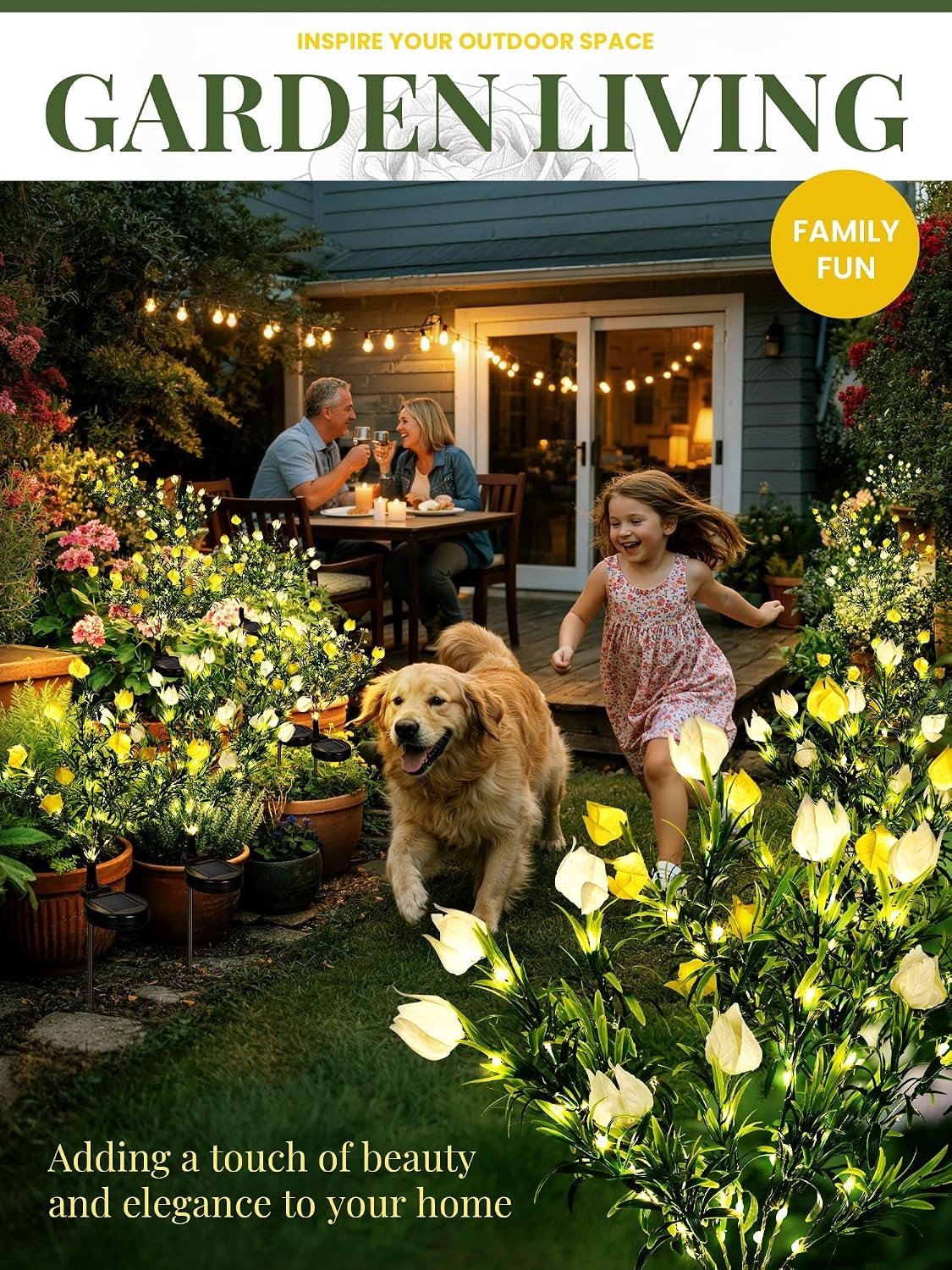 image:imageGIGALUMI Solar Garden Lights with Gardenias 2 Pack LED Garden Decor Carefree Solar Flowers Outdoor Waterproof Yard Decorations Outdoor AllergyFree Light up Flowers for Yard Patio 1white1yellow1white1yellow