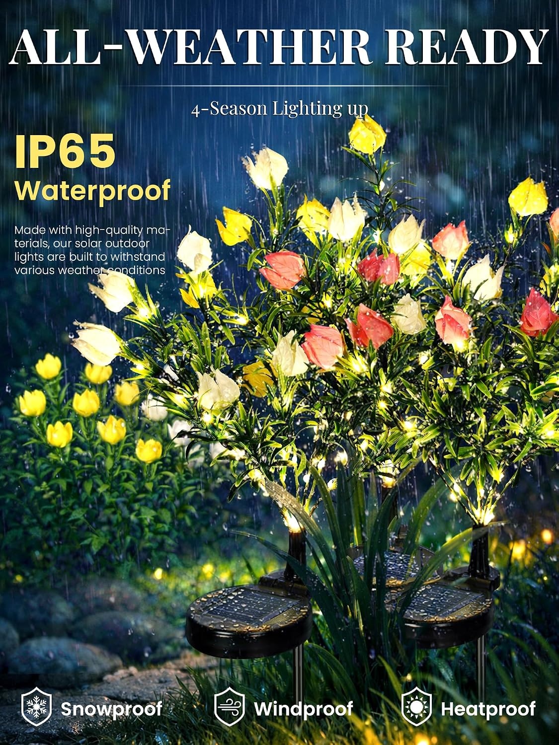 image:imageGIGALUMI Solar Garden Lights with Gardenias 2 Pack LED Garden Decor Carefree Solar Flowers Outdoor Waterproof Yard Decorations Outdoor AllergyFree Light up Flowers for Yard Patio 1white1yellow2white1pink1yellow