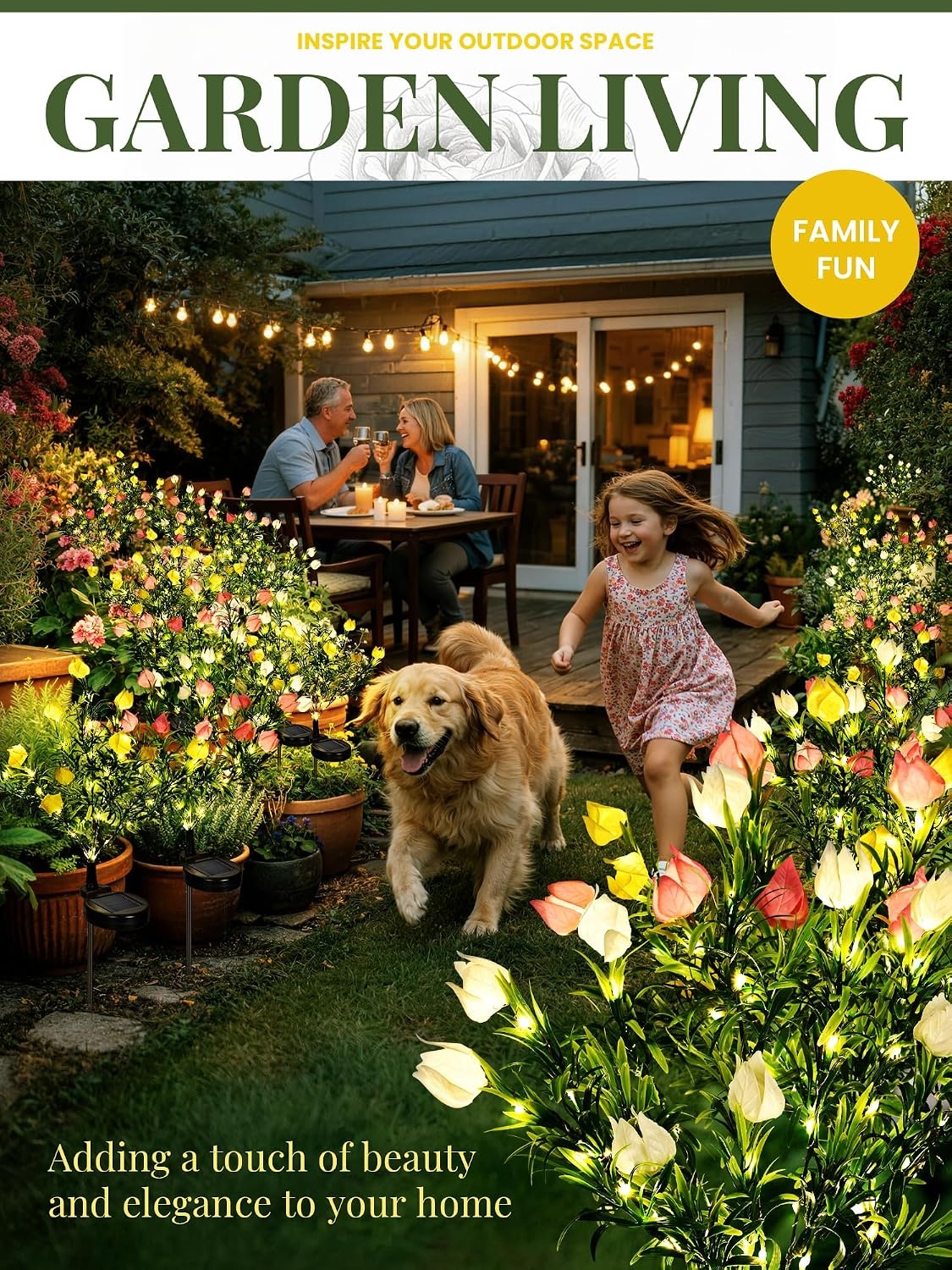 image:imageGIGALUMI Solar Garden Lights with Gardenias 2 Pack LED Garden Decor Carefree Solar Flowers Outdoor Waterproof Yard Decorations Outdoor AllergyFree Light up Flowers for Yard Patio 1white1yellow2white1pink1yellow