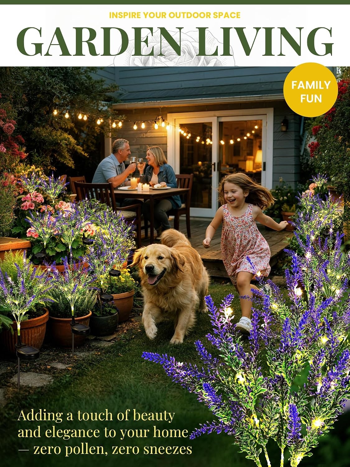 image:imageGIGALUMI Solar Halloween Lights Artificial Flowers for Garden Decor 4 PackSet of 4
