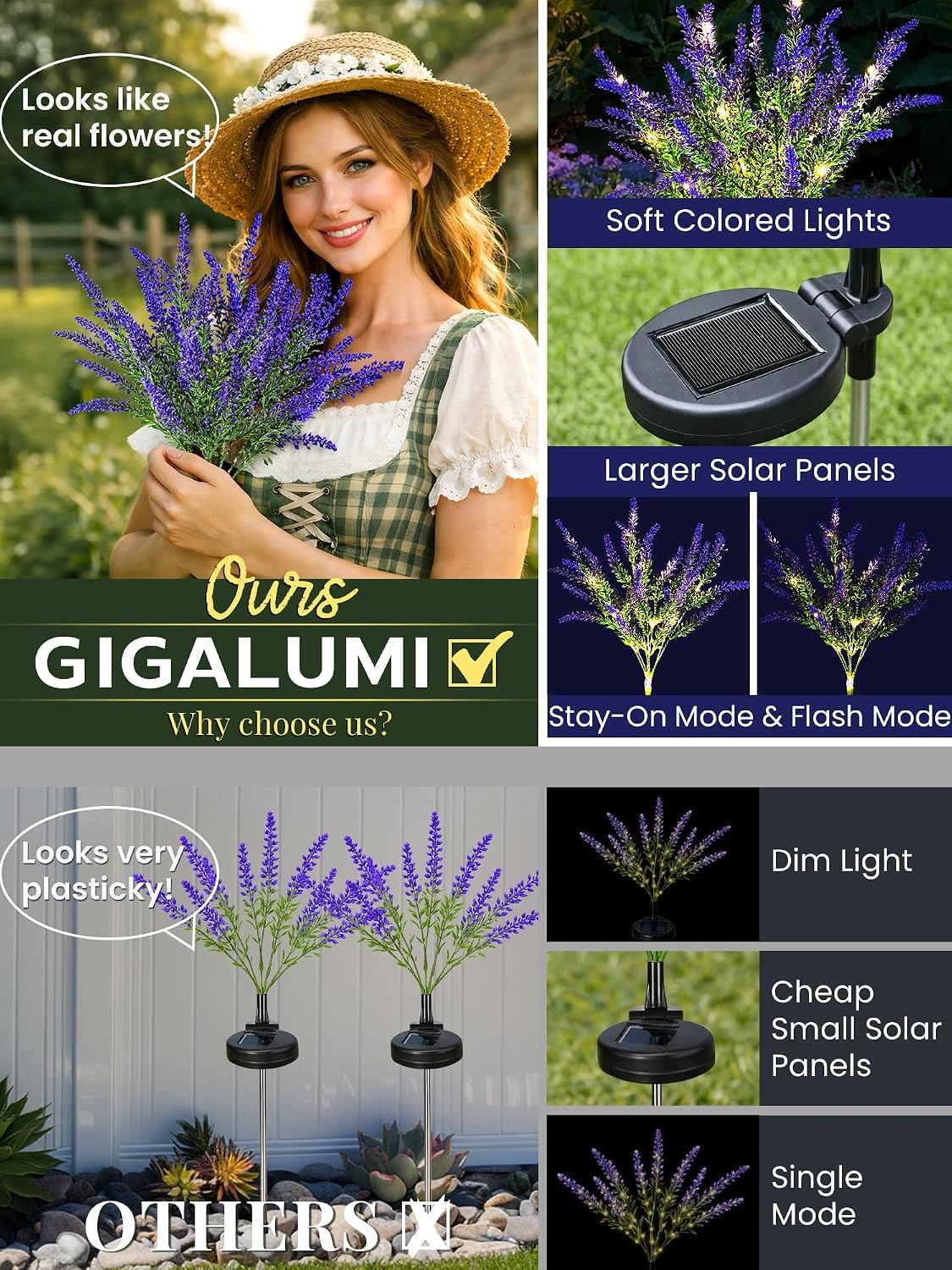 image:imageGIGALUMI Solar Halloween Lights Artificial Flowers for Garden Decor 4 PackSet of 4