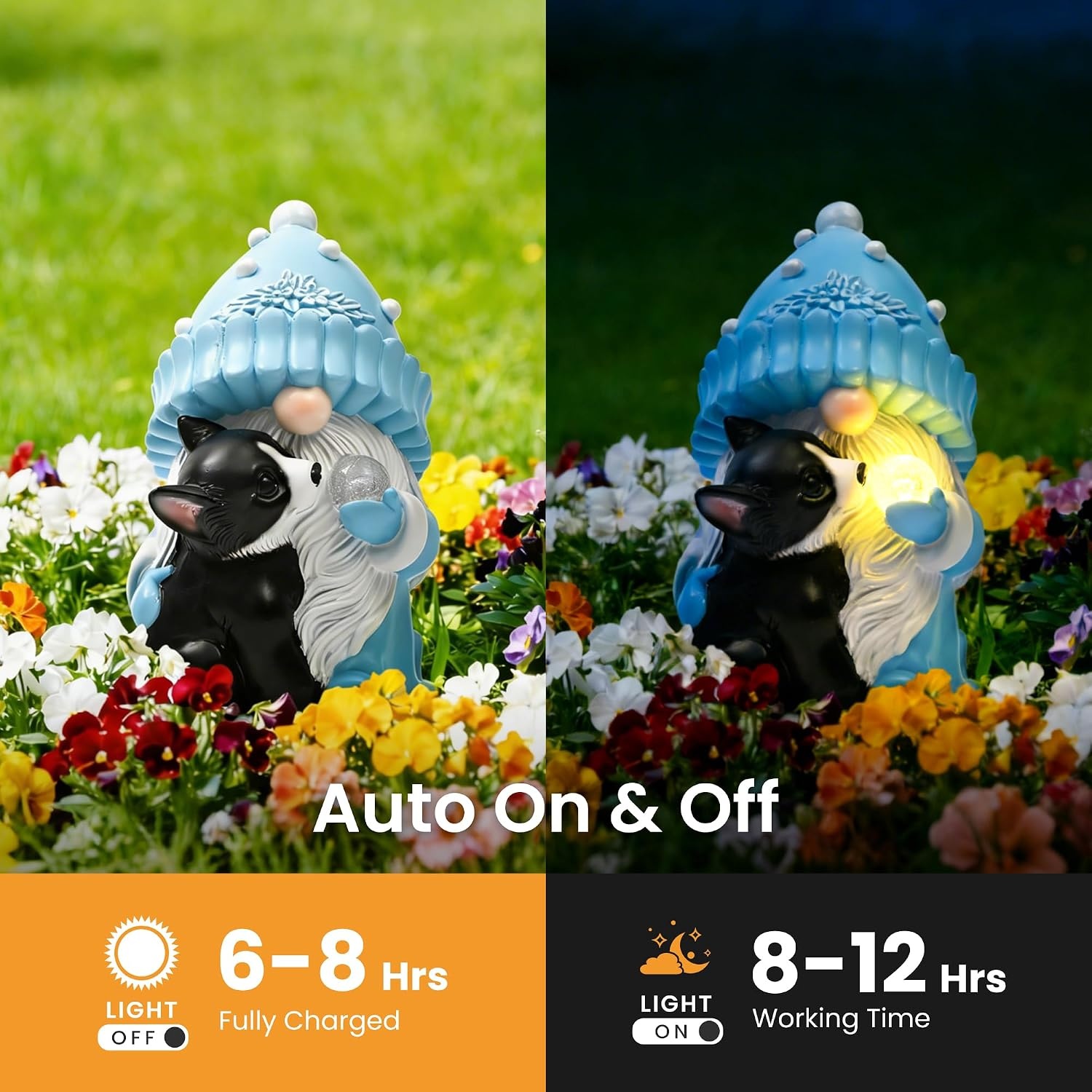 image:imageGIGALUMI Solar Highland Cow Decor Garden Statue Cow Outdoor OrnamentGnome with Dog