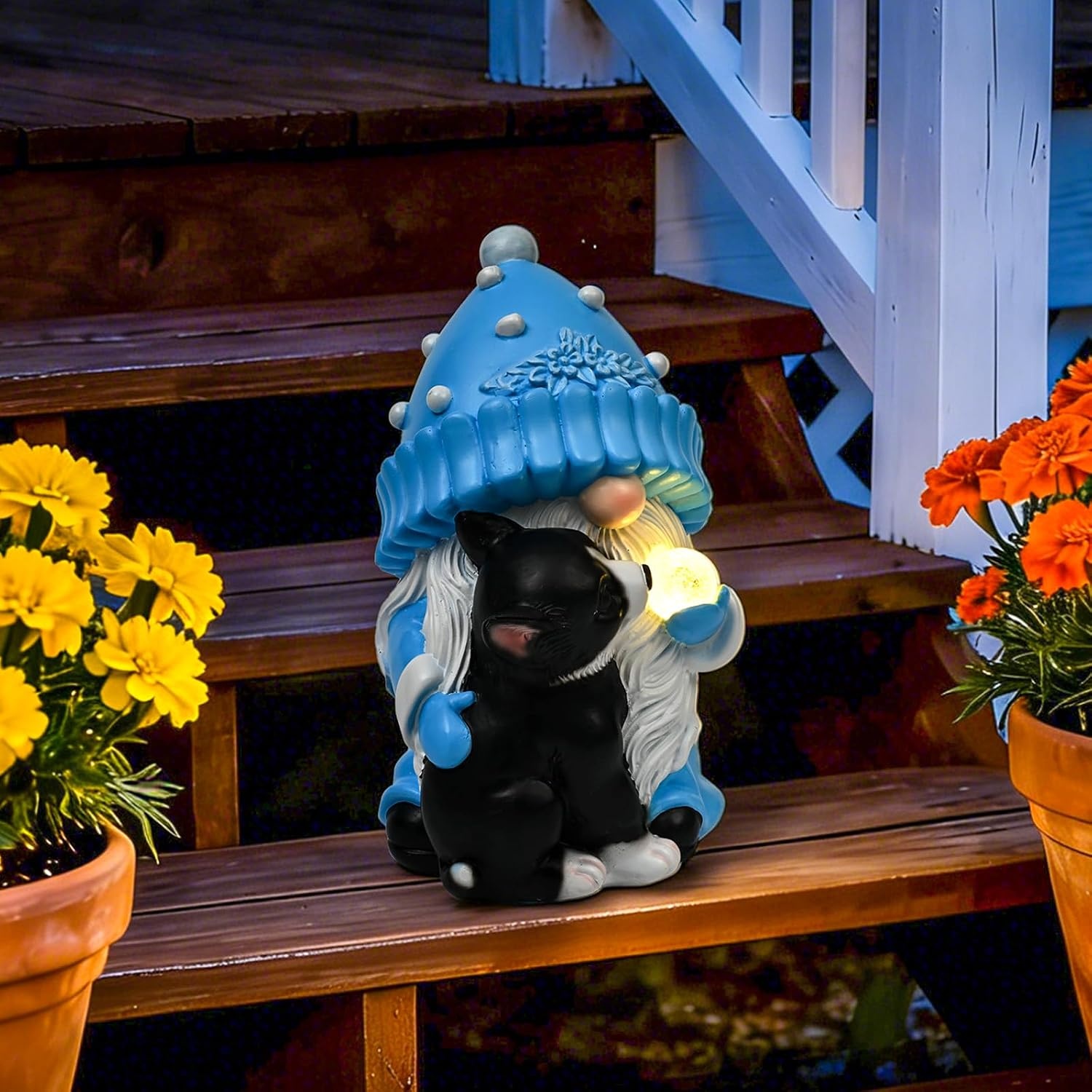 image:imageGIGALUMI Solar Highland Cow Decor Garden Statue Cow Outdoor OrnamentGnome with Dog