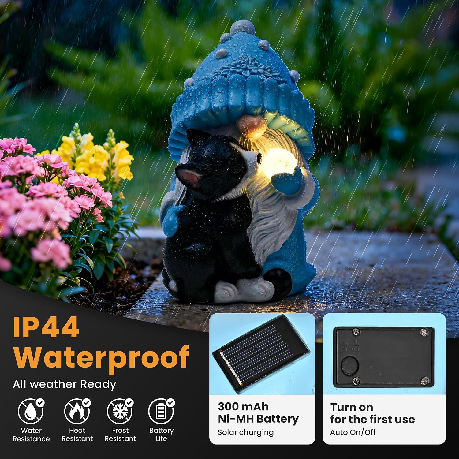 image:imageGIGALUMI Solar Highland Cow Decor Garden Statue Cow Outdoor OrnamentGnome with Dog
