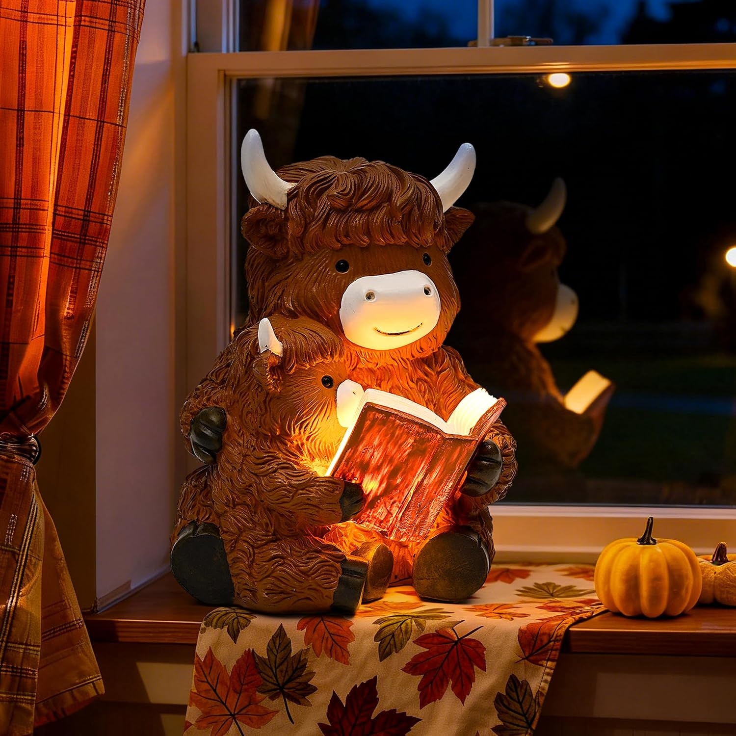 image:imageGIGALUMI Solar Highland Cow Decor Garden Statue Cow Outdoor OrnamentHighland Cow
