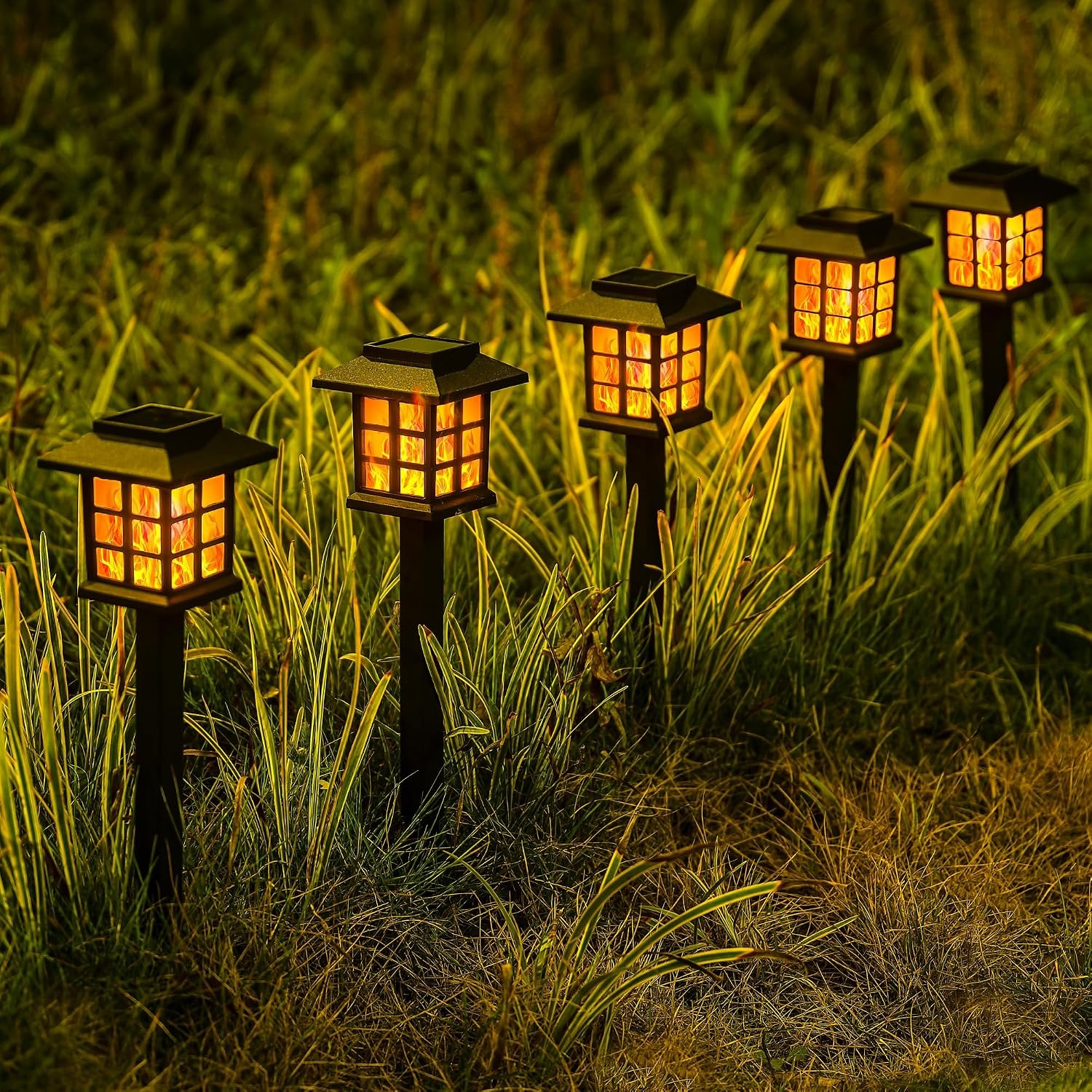 image:imageGIGALUMI Solar Lights Outdoor Waterproof 12 Pack LED Garden DecorFlickering Flame