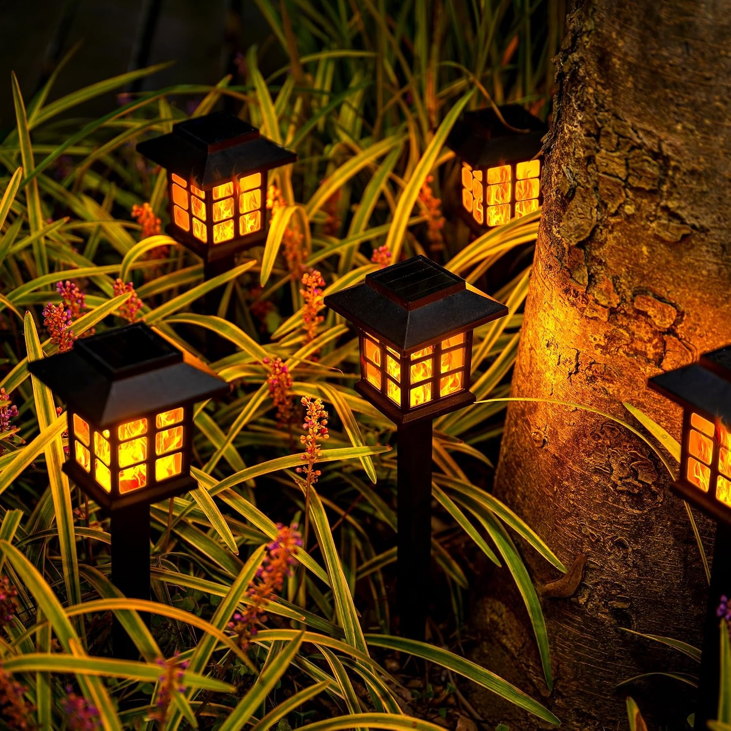 image:imageGIGALUMI Solar Lights Outdoor Waterproof 12 Pack LED Garden DecorFlickering Flame
