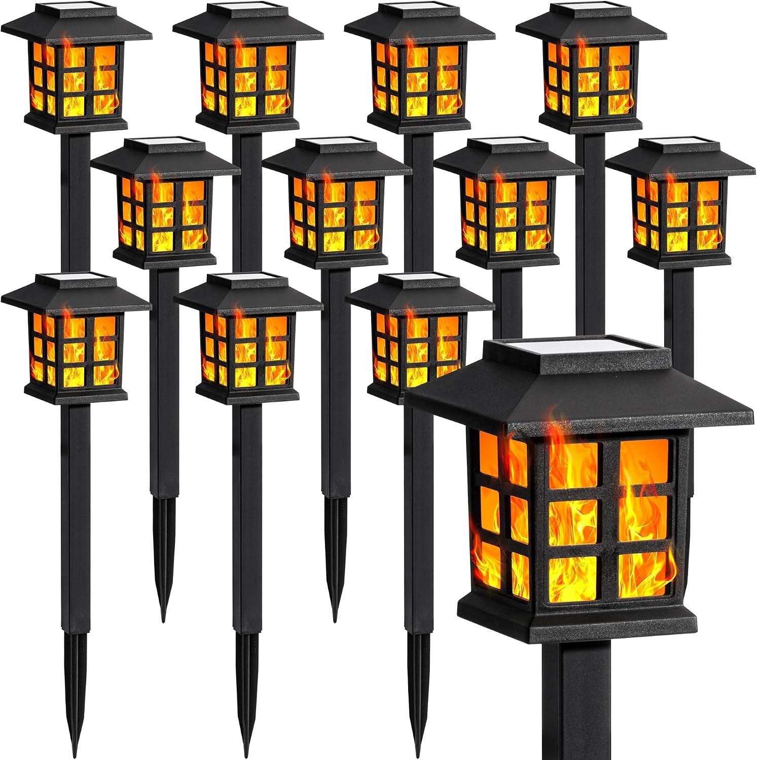 image:imageGIGALUMI Solar Lights Outdoor Waterproof 12 Pack LED Garden DecorFlickering Flame