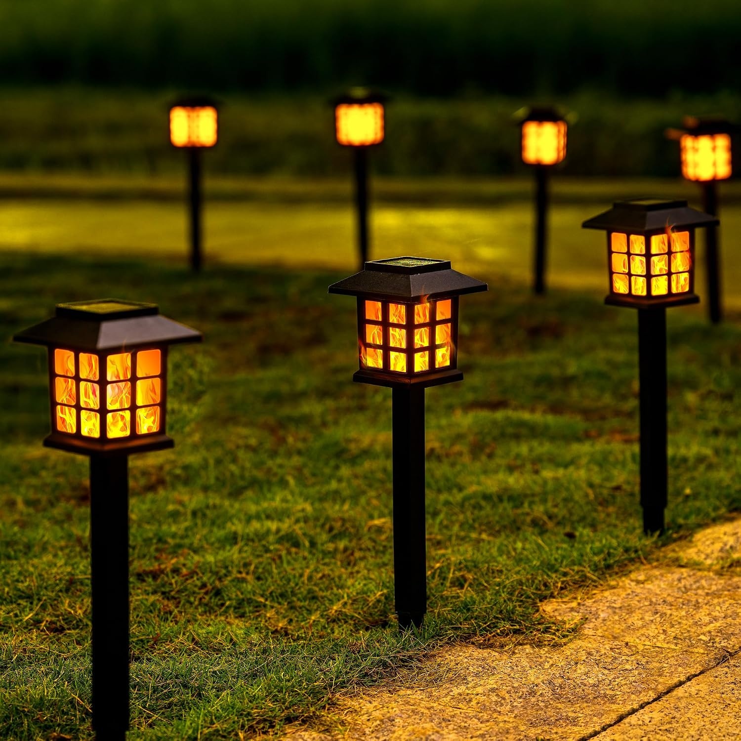 image:imageGIGALUMI Solar Lights Outdoor Waterproof 12 Pack LED Garden DecorFlickering Flame