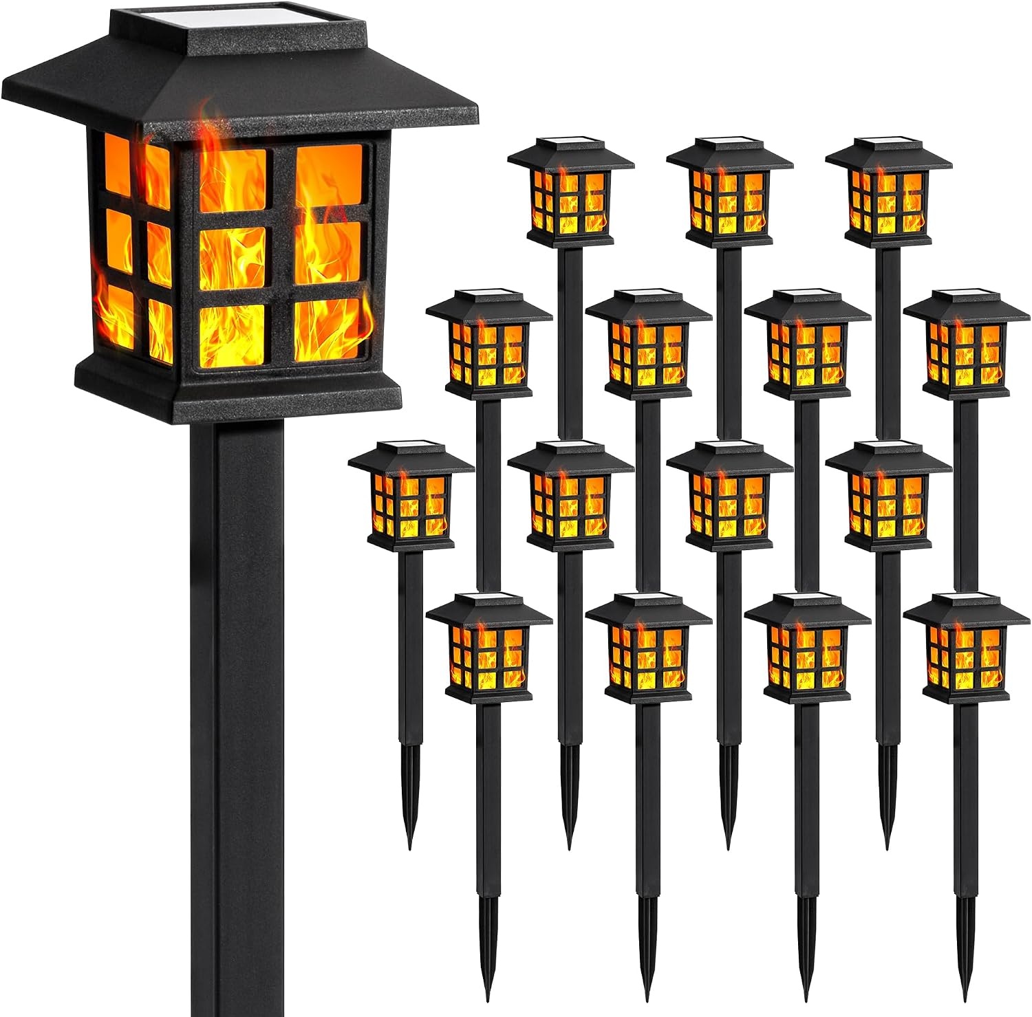 image:imageGIGALUMI Solar Lights Outdoor Waterproof 12 Pack LED Garden DecorFlickering Flame