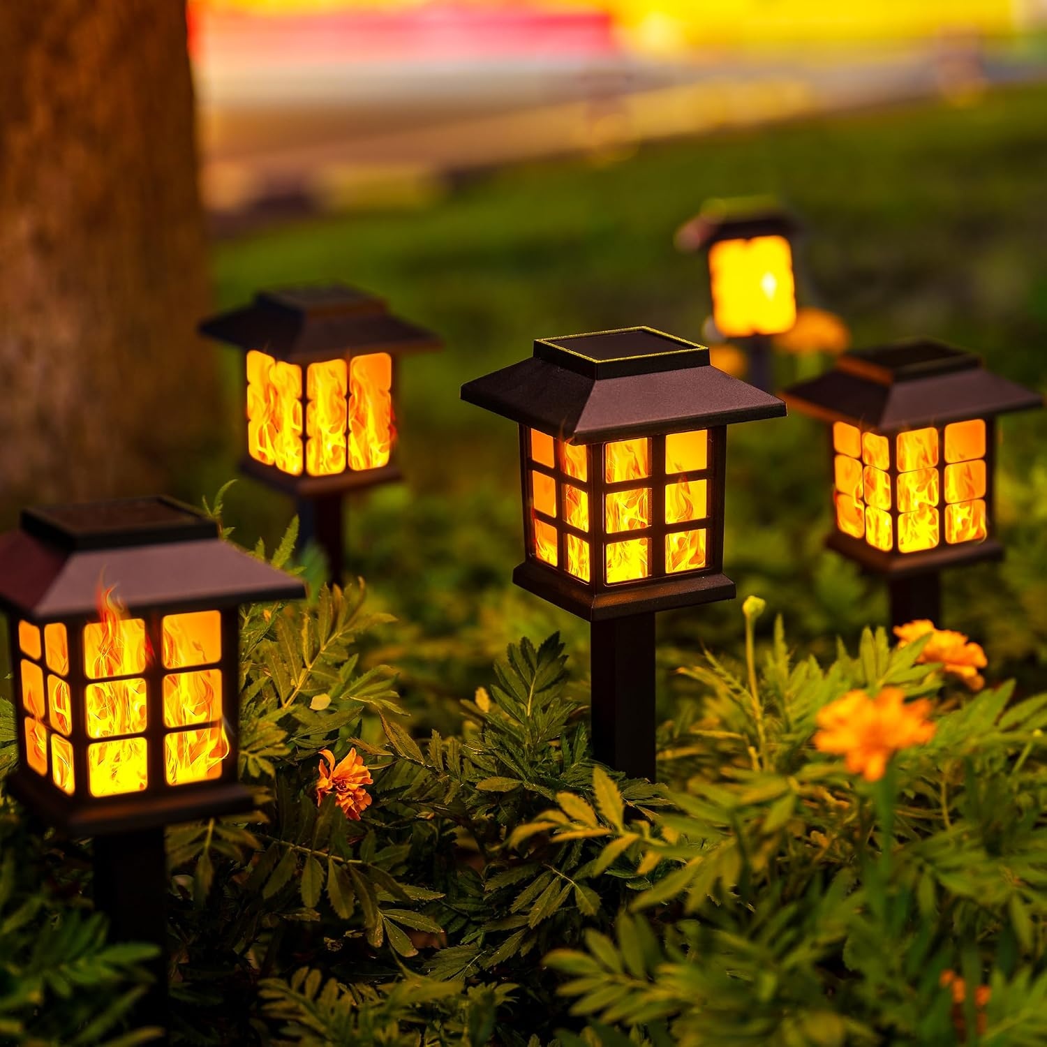 image:imageGIGALUMI Solar Lights Outdoor Waterproof 12 Pack LED Garden DecorFlickering Flame