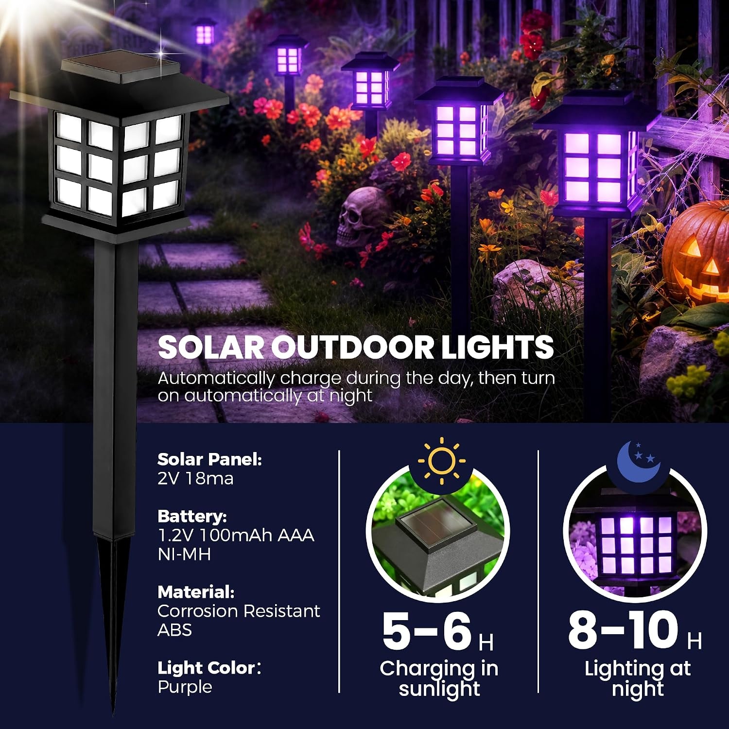 image:imageGIGALUMI Solar Lights Outdoor Waterproof 12 Pack LED Garden DecorPurple