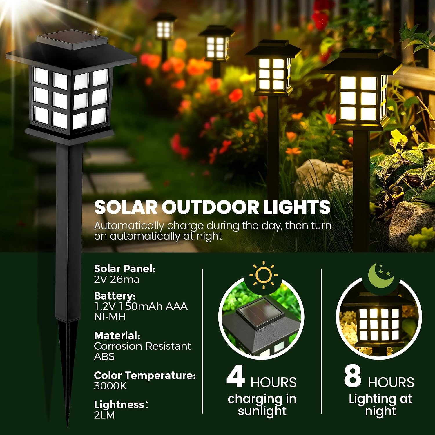 image:imageGIGALUMI Solar Lights Outdoor Waterproof 12 Pack LED Garden DecorWarm White