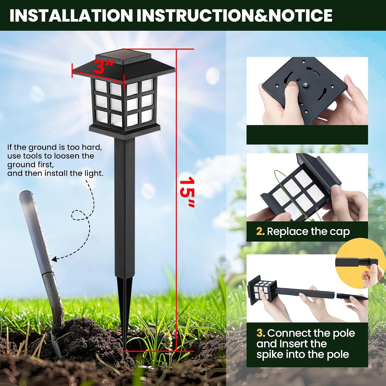 image:imageGIGALUMI Solar Lights Outdoor Waterproof 12 Pack LED Garden DecorWarm White