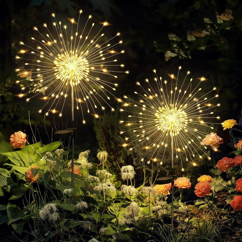 image:imageGIGALUMI 2 Pack Solar Firework Lights Outdoor Garden Decor Warm WhiteWarm White
