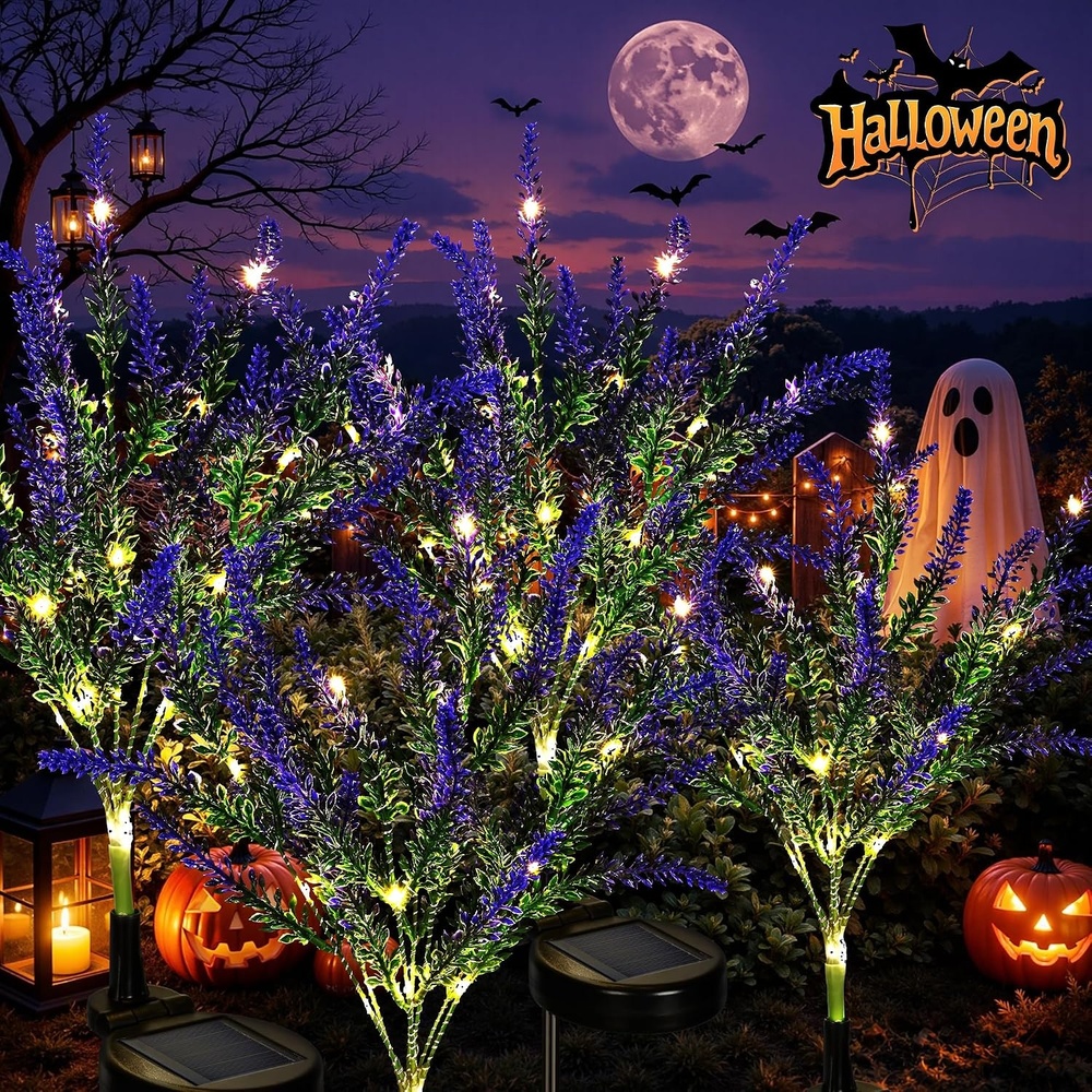 image:imageGIGALUMI Solar Halloween Lights Artificial Flowers for Garden Decor 4 PackSet of 4