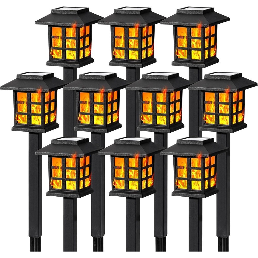 image:imageGIGALUMI Solar Lights Outdoor Waterproof 12 Pack LED Garden DecorFlickering Flame