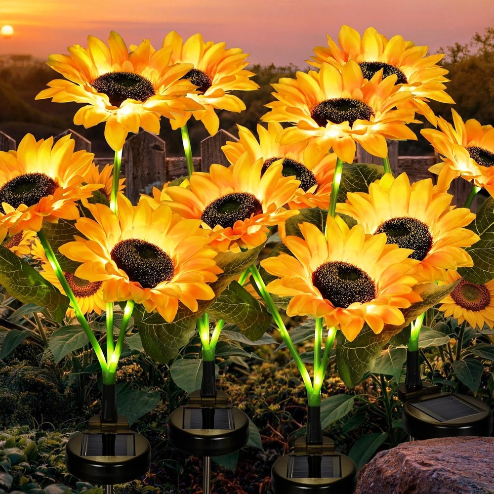 image:imageGIGALUMI Solar Sunflower Decor 2 Pack LED Sunflower Gifts for WomenSet of 4